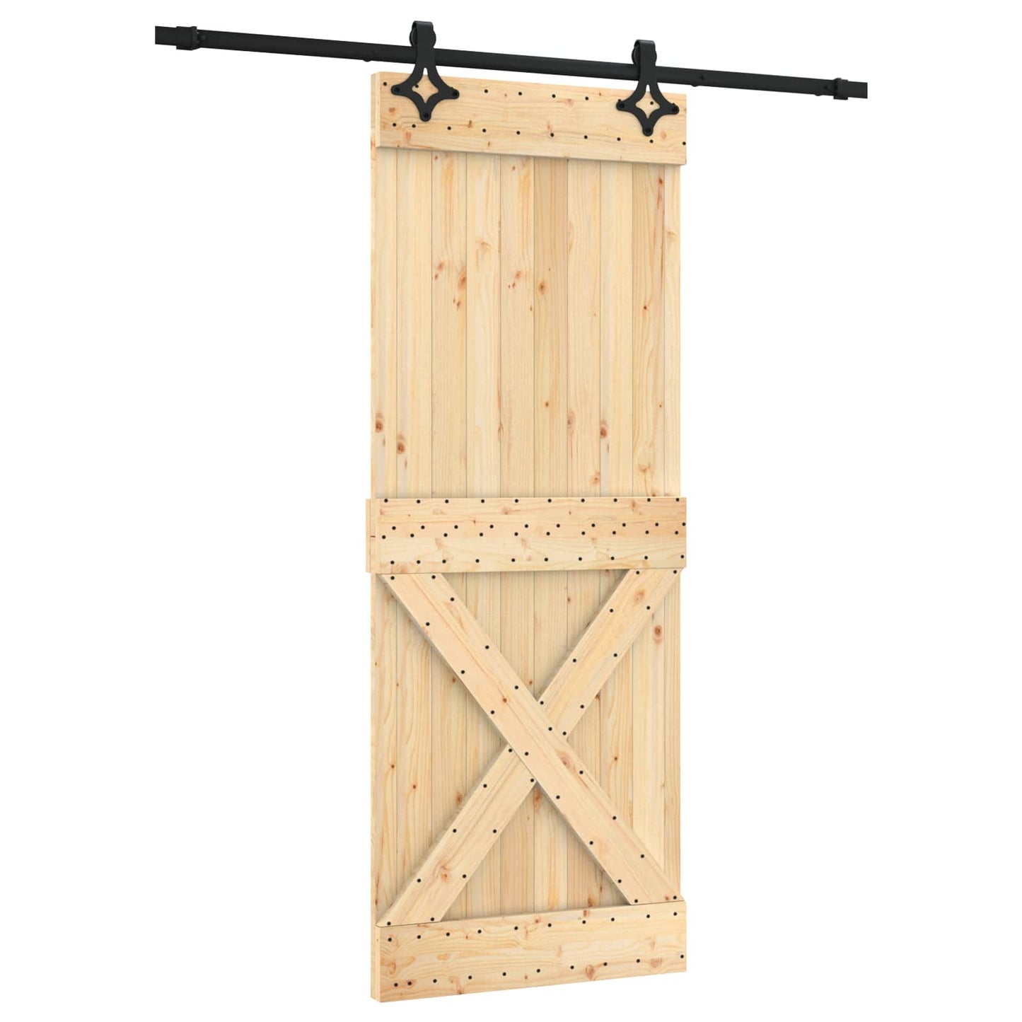 Skyvedør Naturlig og svart 80 x 210 cm Massiv Furu Tre