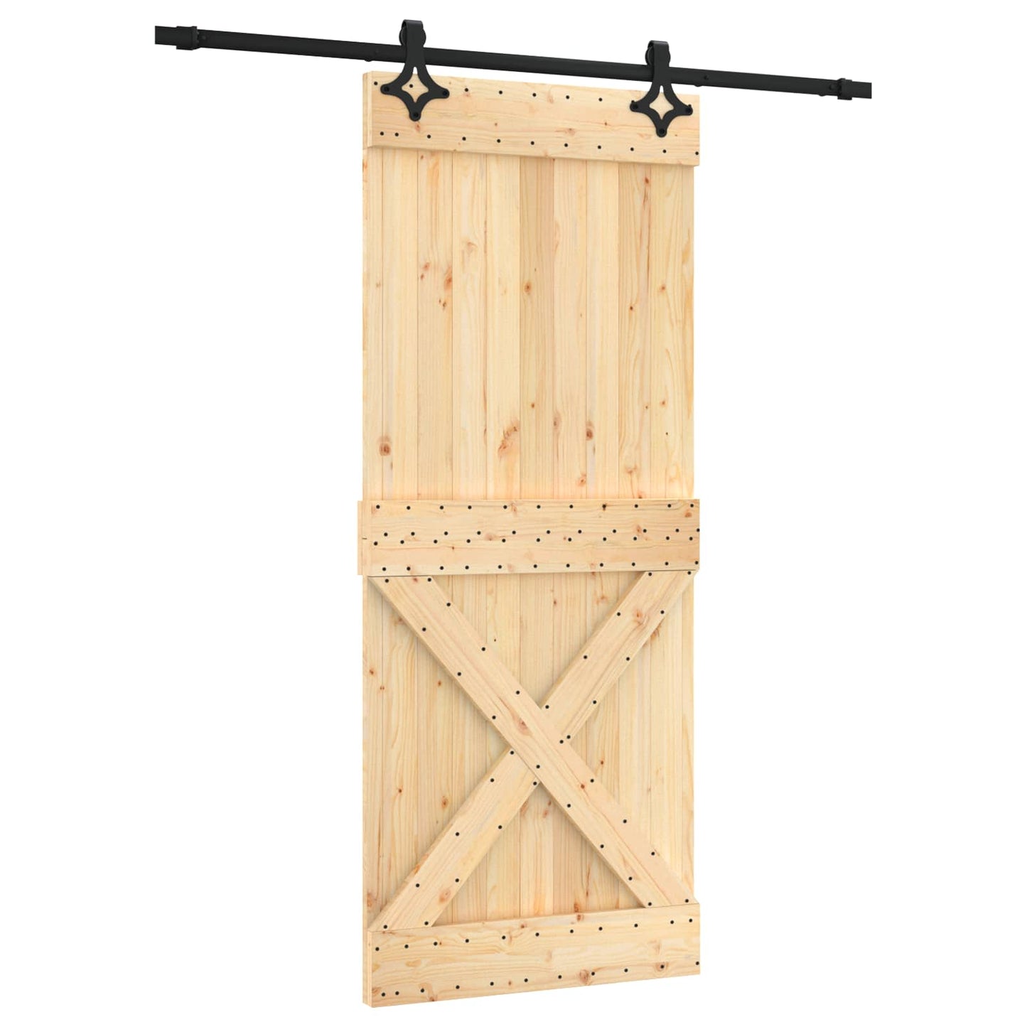 Skyvedør Naturlig og svart 85 x 210 cm Massiv Furu Tre