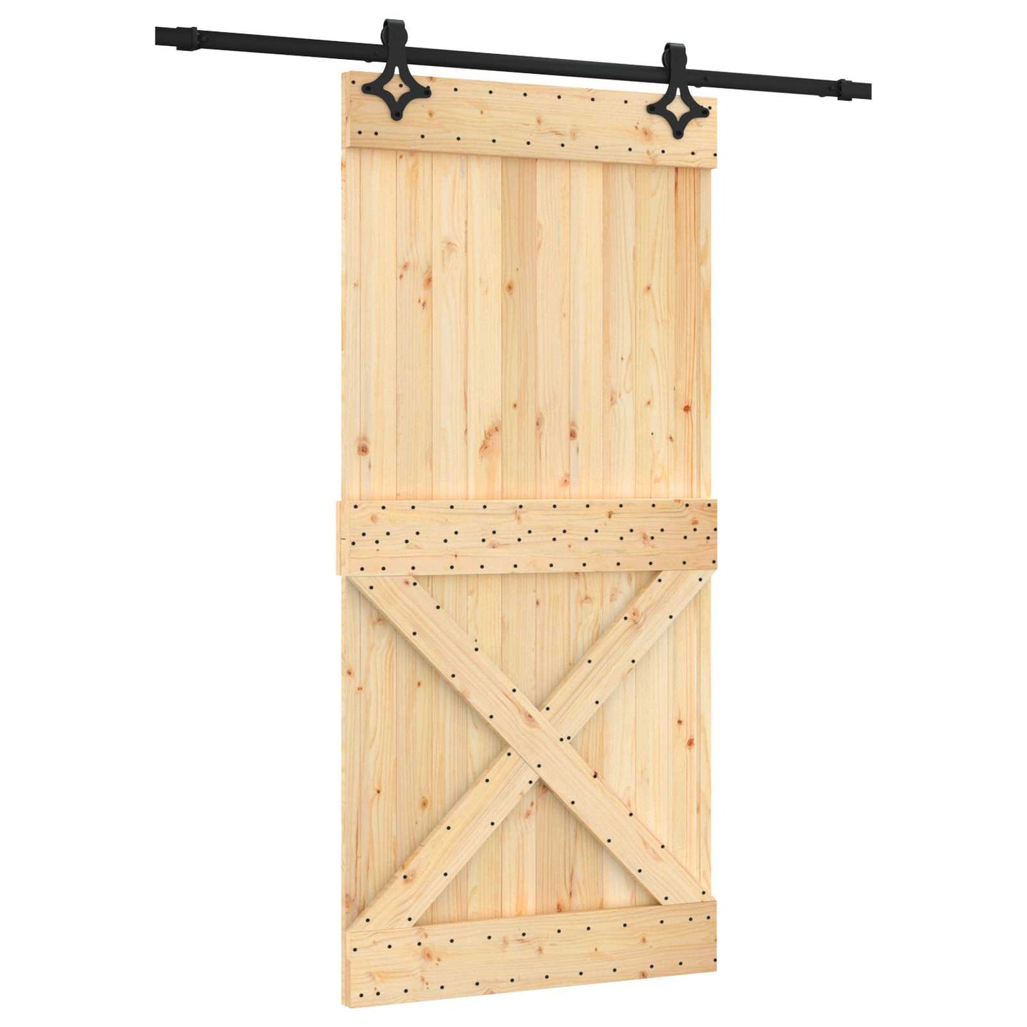 Skyvedør Naturlig og svart 95 x 210 cm Massiv Furu Tre