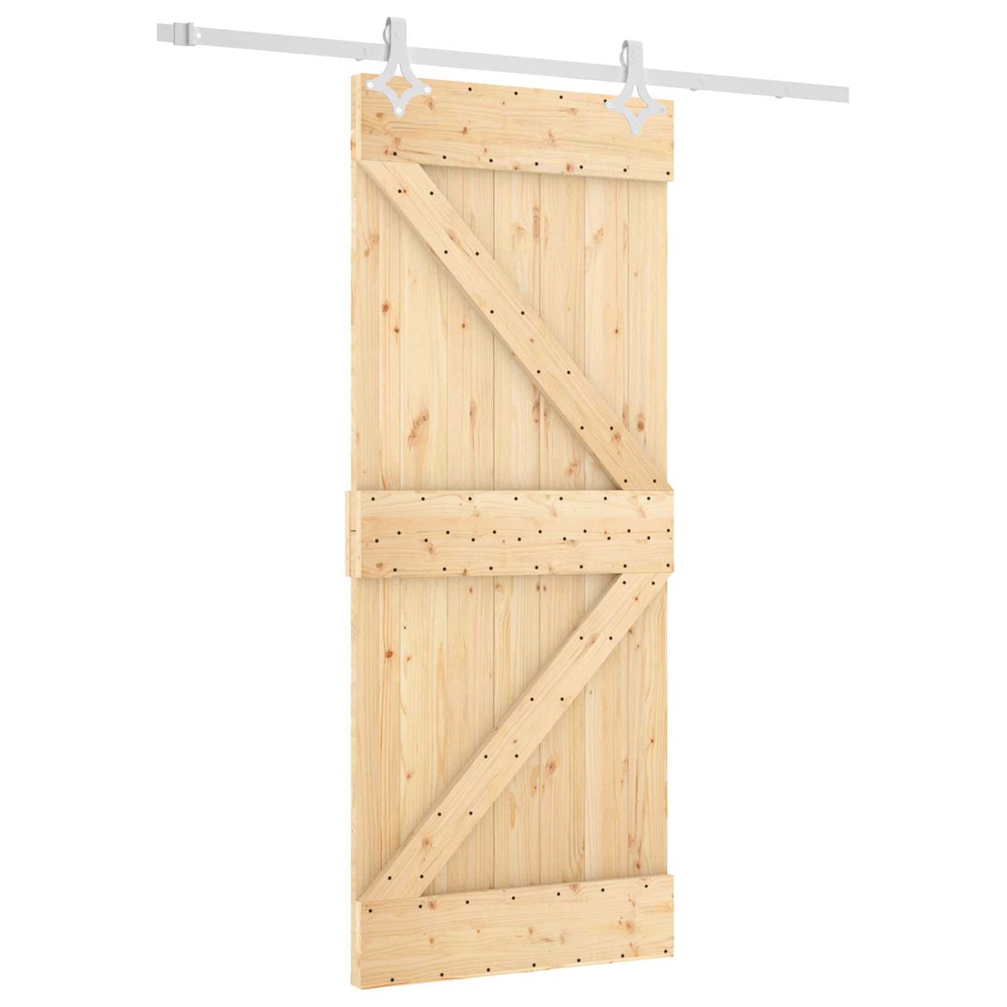 Skyvedør Naturlig og Hvit 85 x 210 cm Massiv Furu Tre