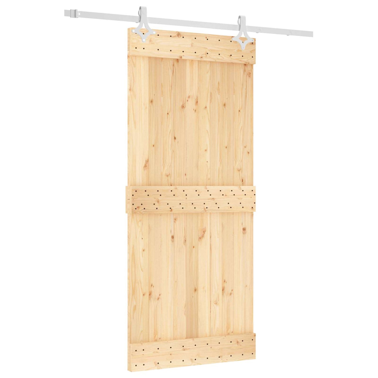 Skyvedør Naturlig og Hvit 90 x 210 cm Massiv Furu Tre