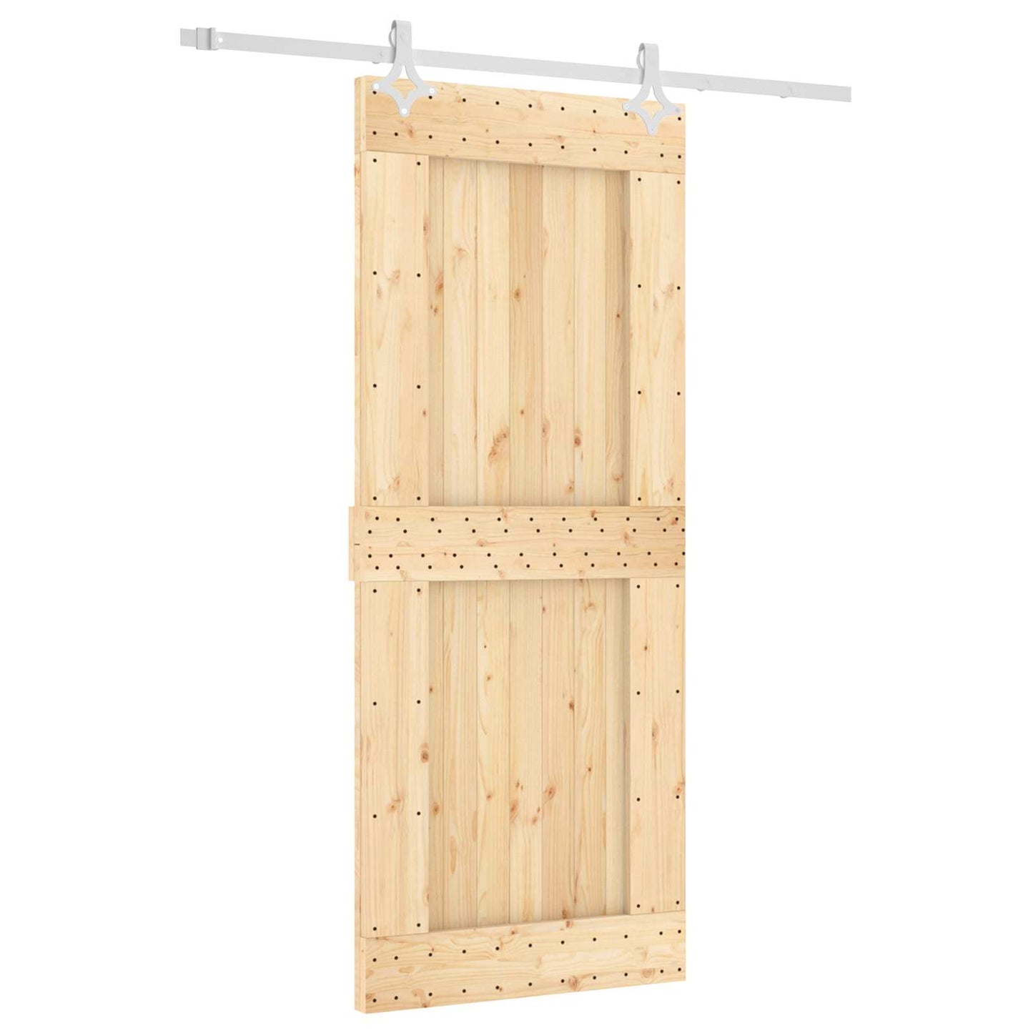 Skyvedør Naturlig og Hvit 85 x 210 cm Massiv Furu Tre
