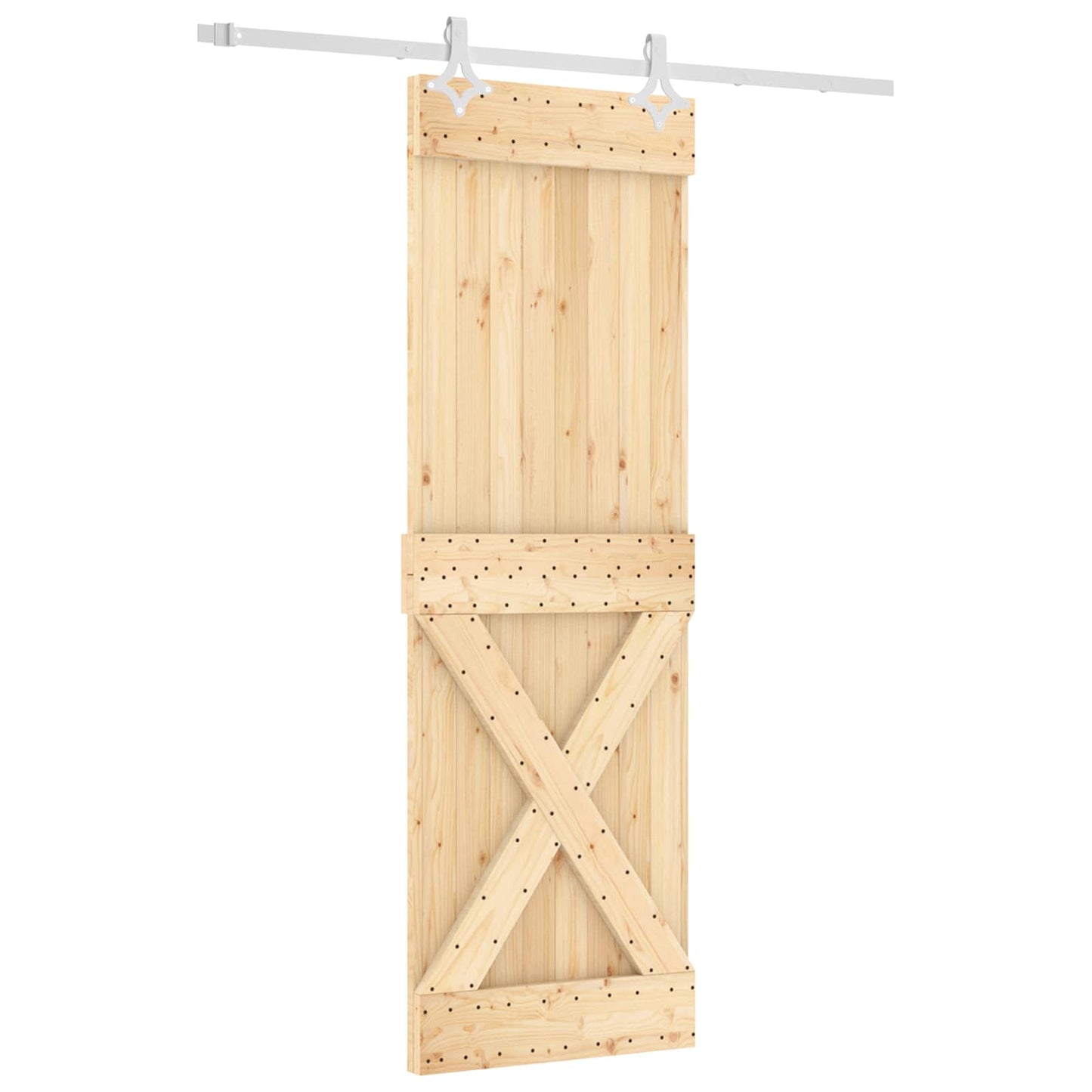 Skyvedør Naturlig og Hvit 70 x 210 cm Massiv Furu Tre