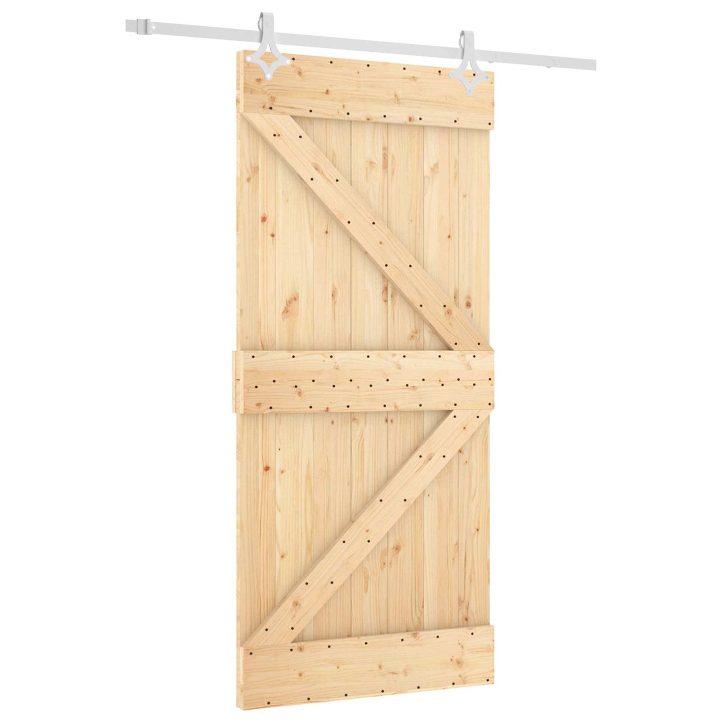 Skyvedør Naturlig og Hvit 95 x 210 cm Massiv Furu Tre
