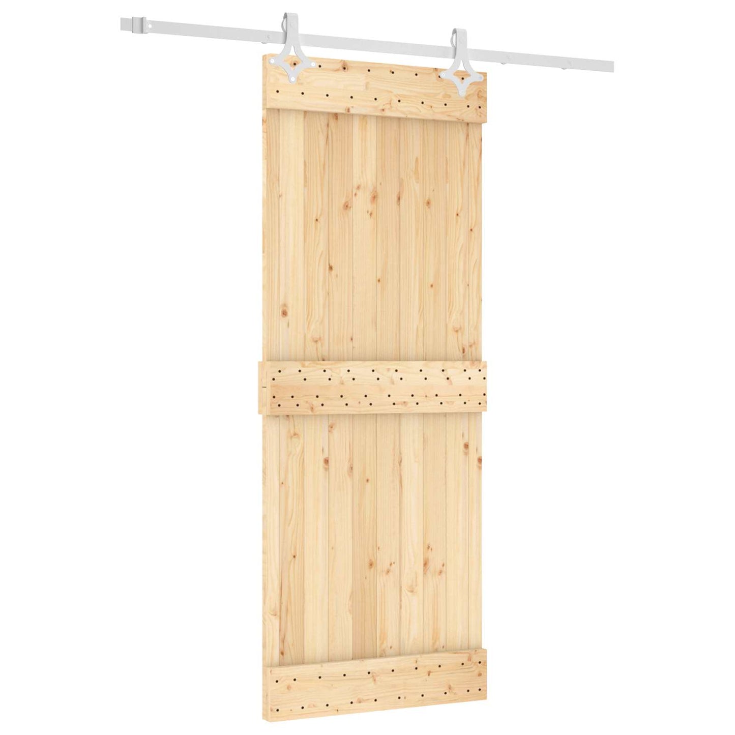 Skyvedør Naturlig og Hvit 80 x 210 cm Massiv Furu Tre
