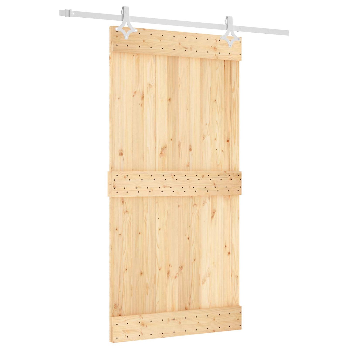 Skyvedør Naturlig og Hvit 100 x 210 cm Massiv Furu Tre