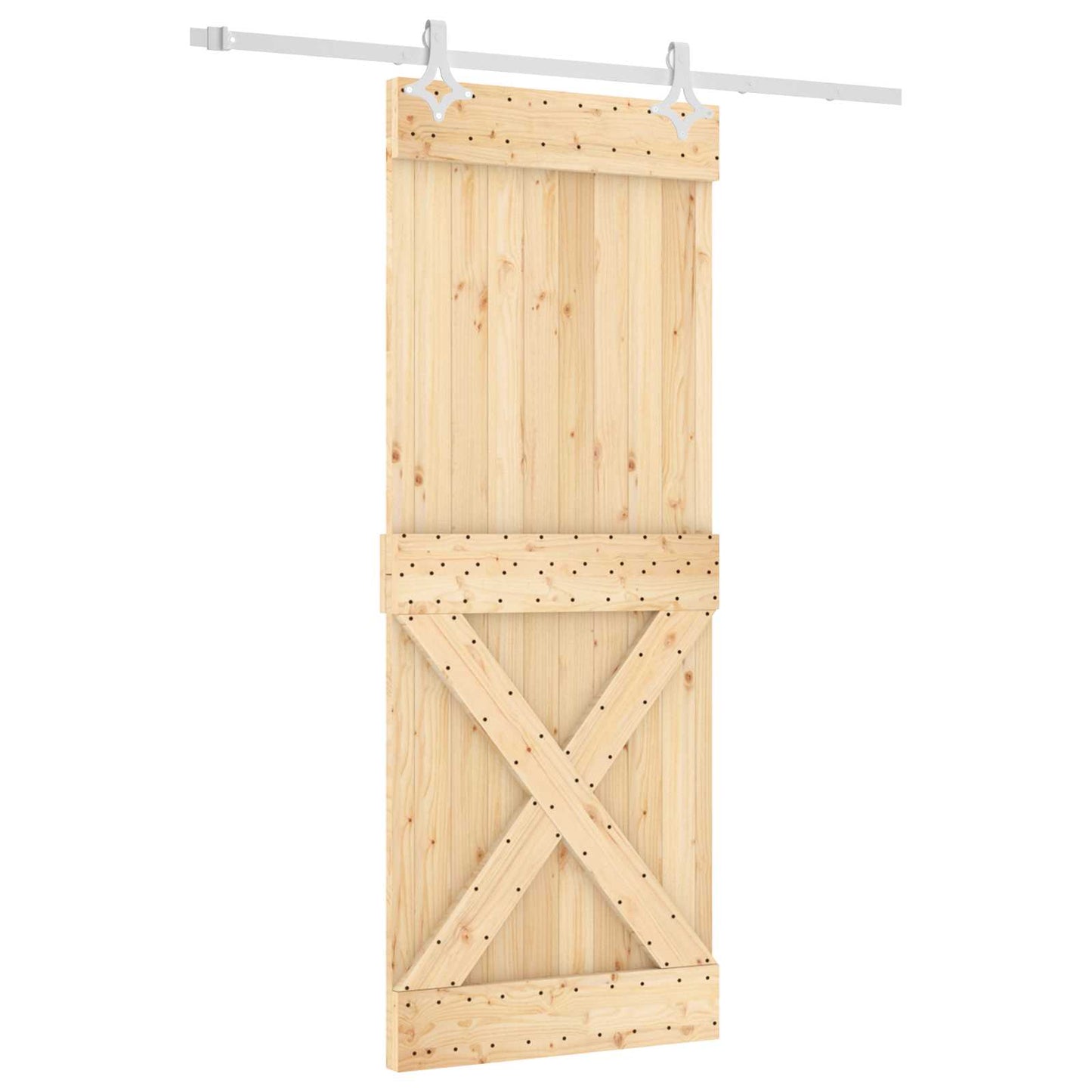 Skyvedør Naturlig og Hvit 80 x 210 cm Massiv Furu Tre