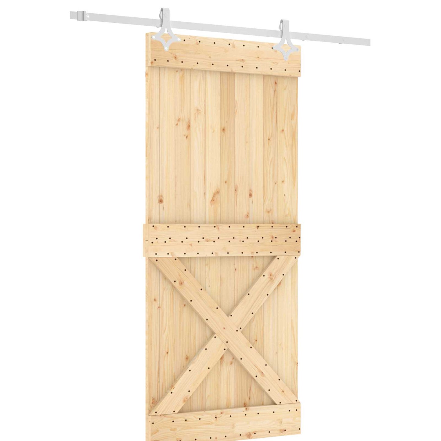 Skyvedør Naturlig og Hvit 90 x 210 cm Massiv Furu Tre