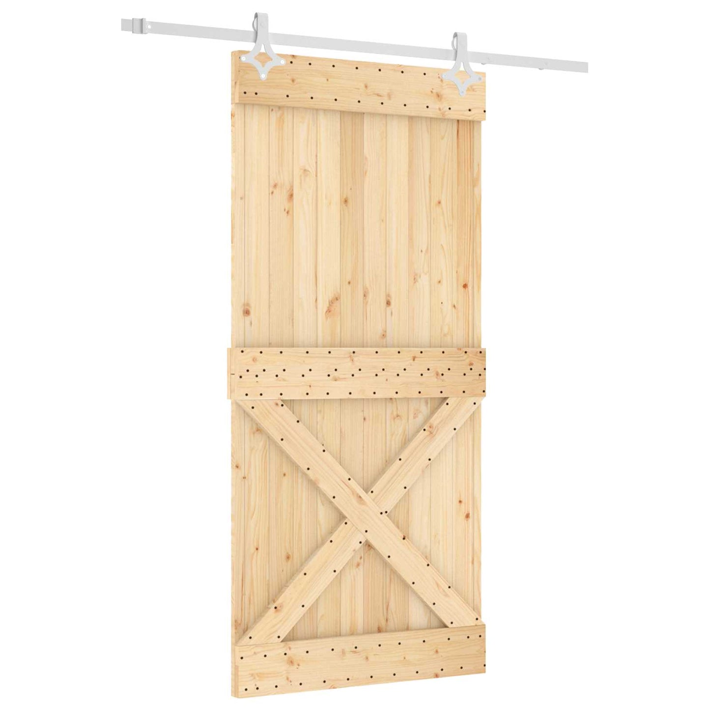 Skyvedør Naturlig og Hvit 95 x 210 cm Massiv Furu Tre