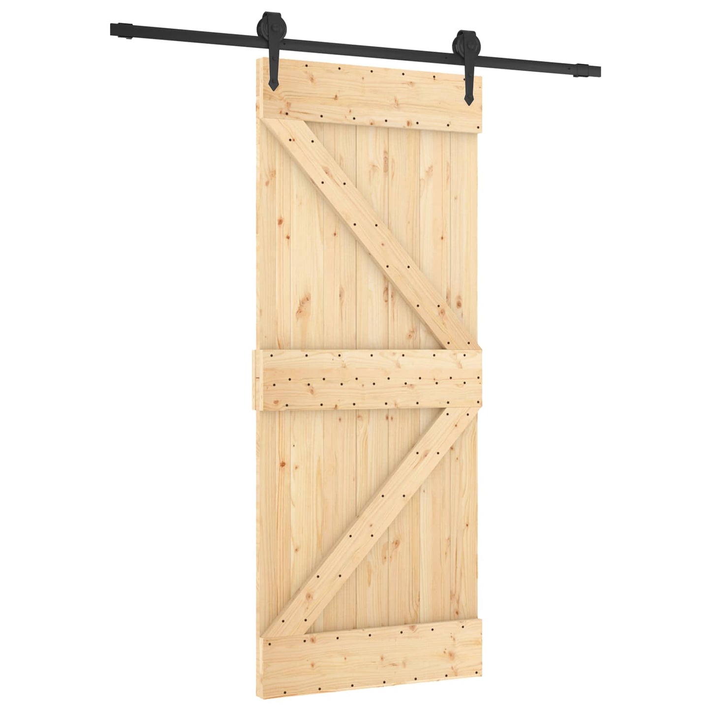 Skyvedør Naturlig og svart 85 x 210 cm Massiv Furu Tre