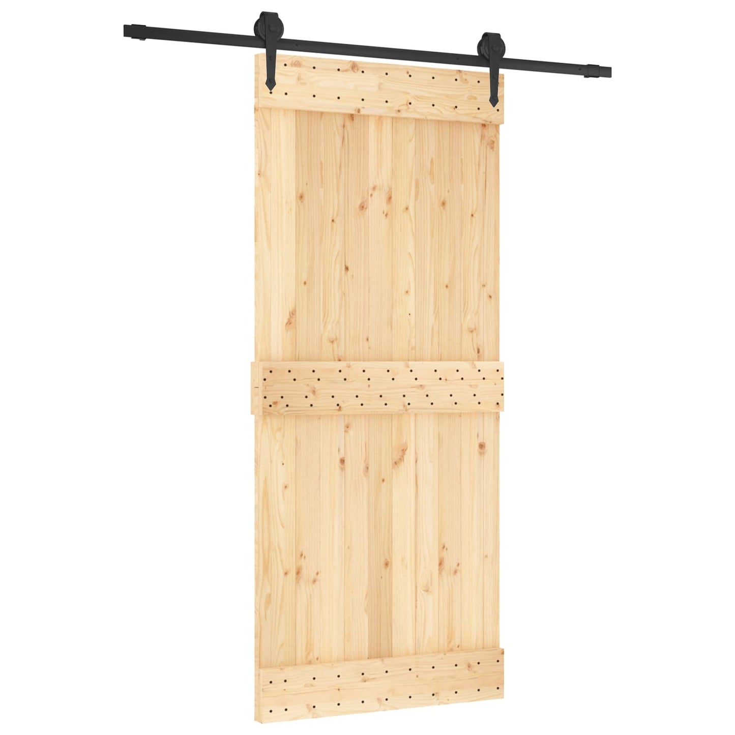 Skyvedør Naturlig og svart 90 x 210 cm Massiv Furu Tre