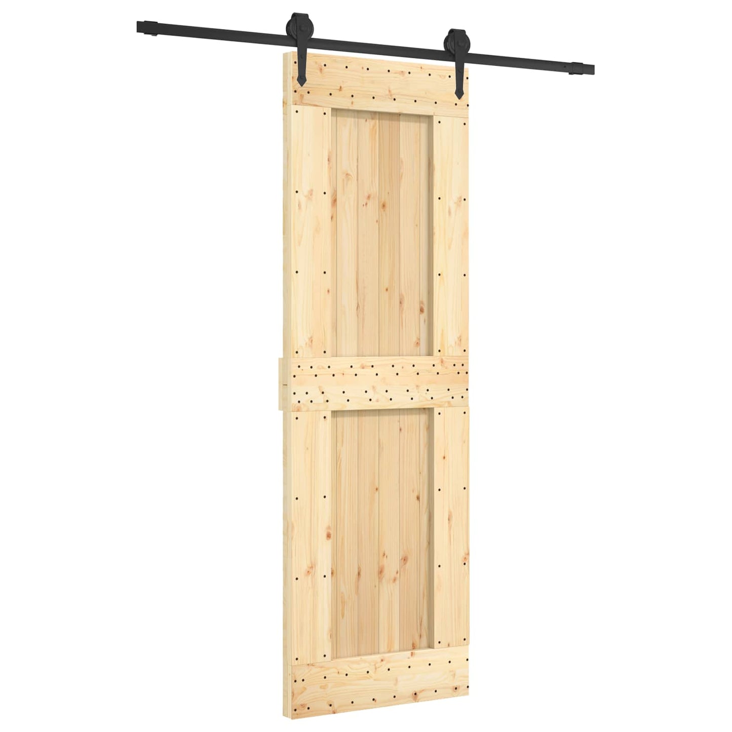 Skyvedør Naturlig og svart 70 x 210 cm Massiv Furu Tre