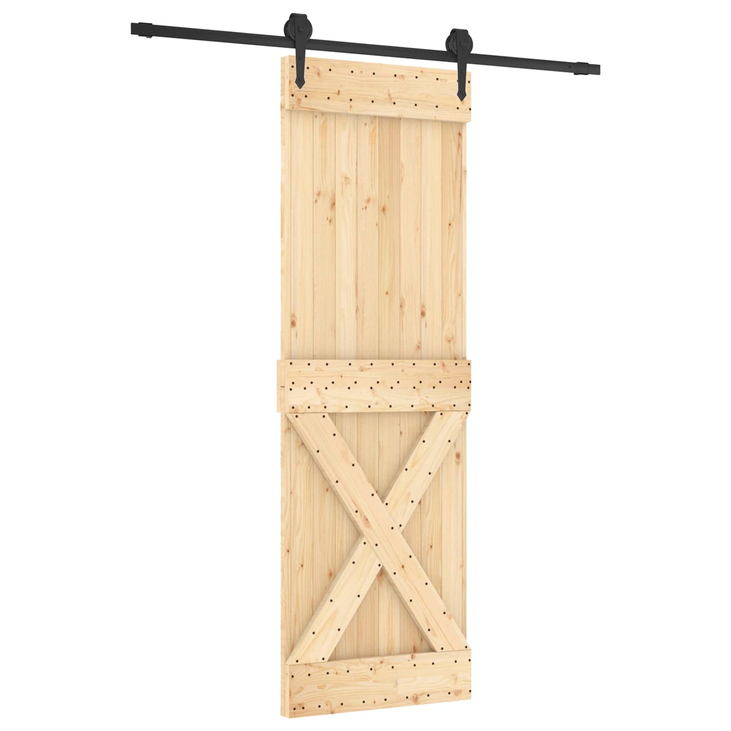 Skyvedør Naturlig og svart 70 x 210 cm Massiv Furu Tre