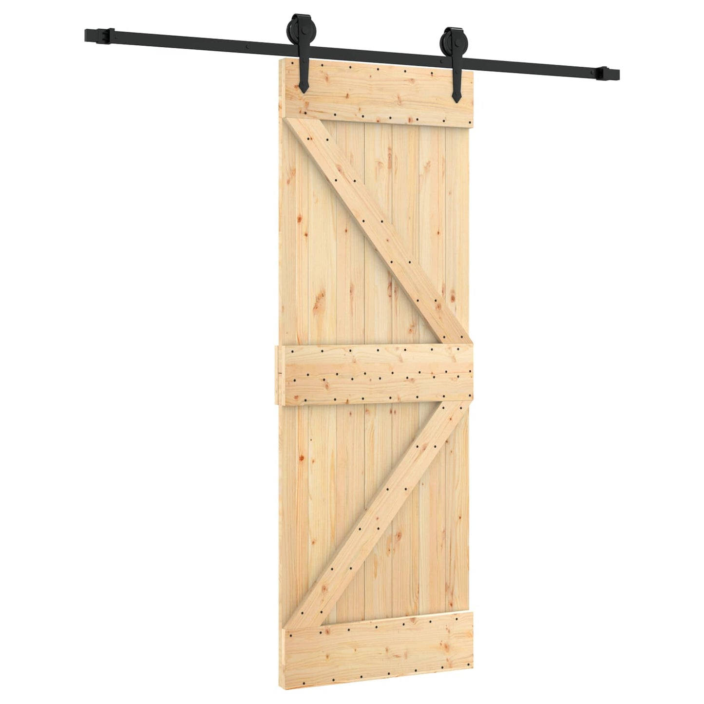 Skyvedør Naturlig og svart 70 x 210 cm Massiv Furu Tre