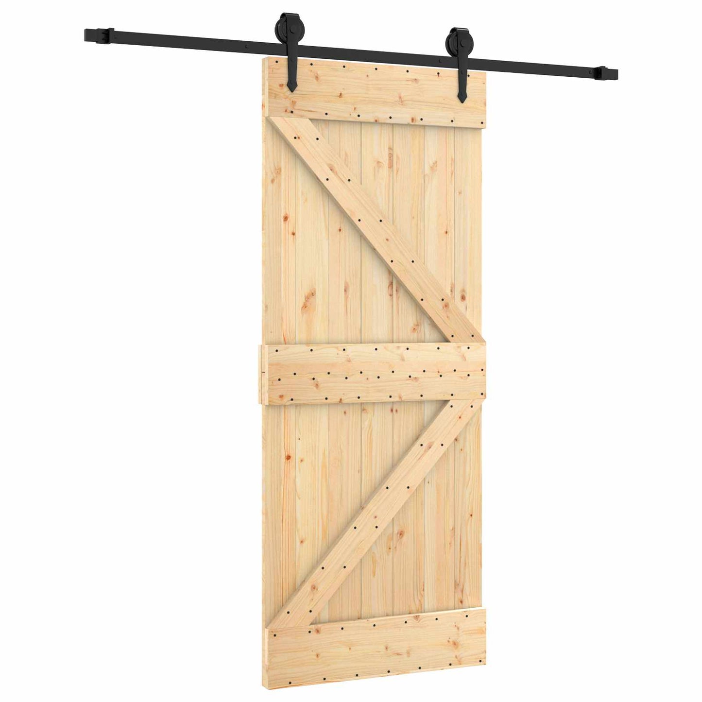 Skyvedør Naturlig og svart 85 x 210 cm Massiv Furu Tre