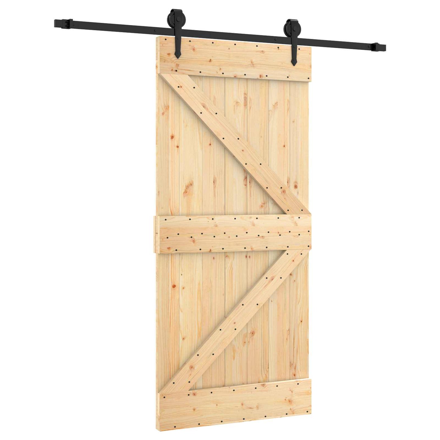Skyvedør Naturlig og svart 95 x 210 cm Massiv Furu Tre