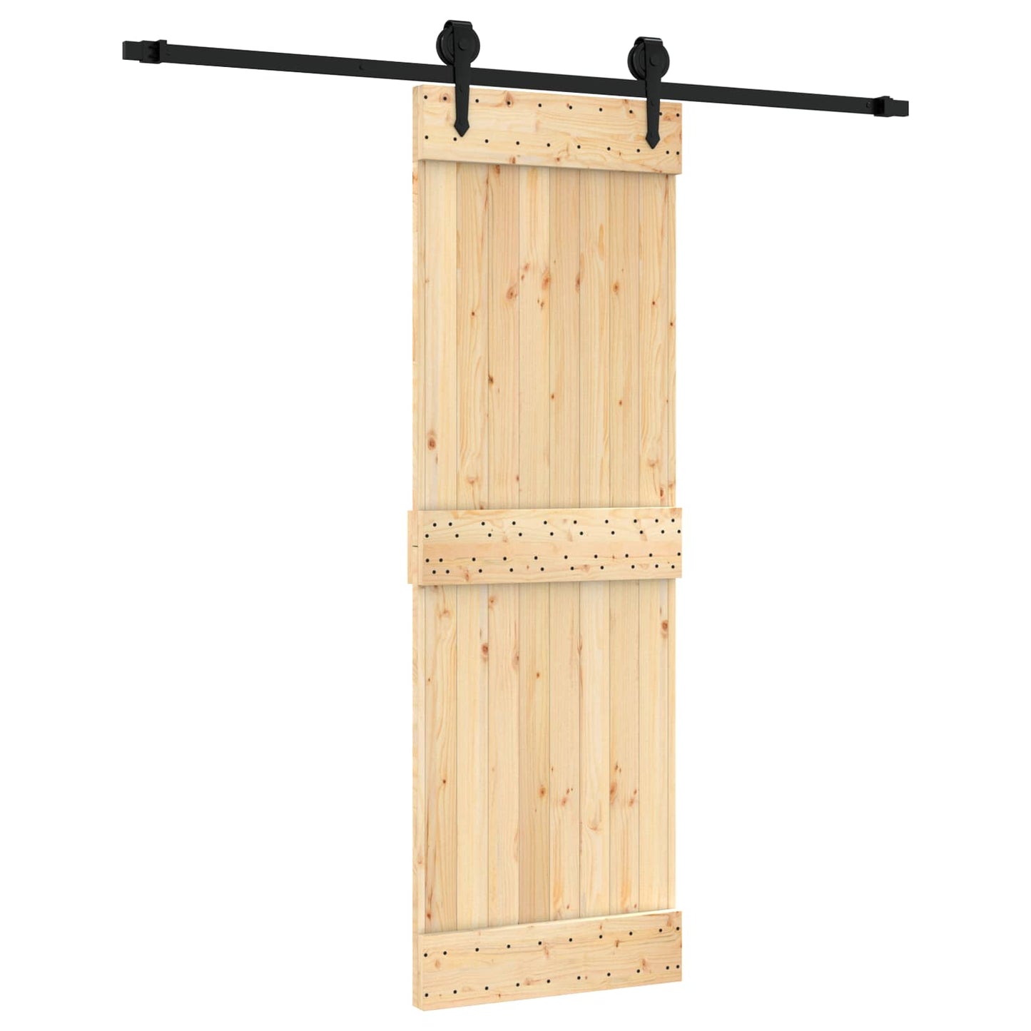 Skyvedør Naturlig og svart 70 x 210 cm Massiv Furu Tre