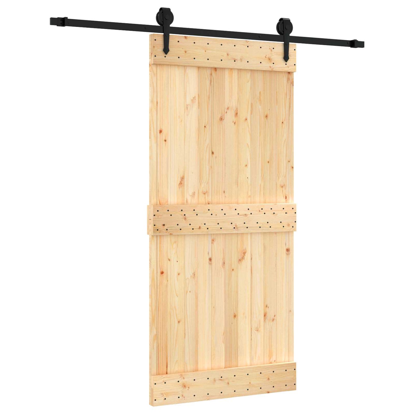Skyvedør Naturlig og svart 95 x 210 cm Massiv Furu Tre