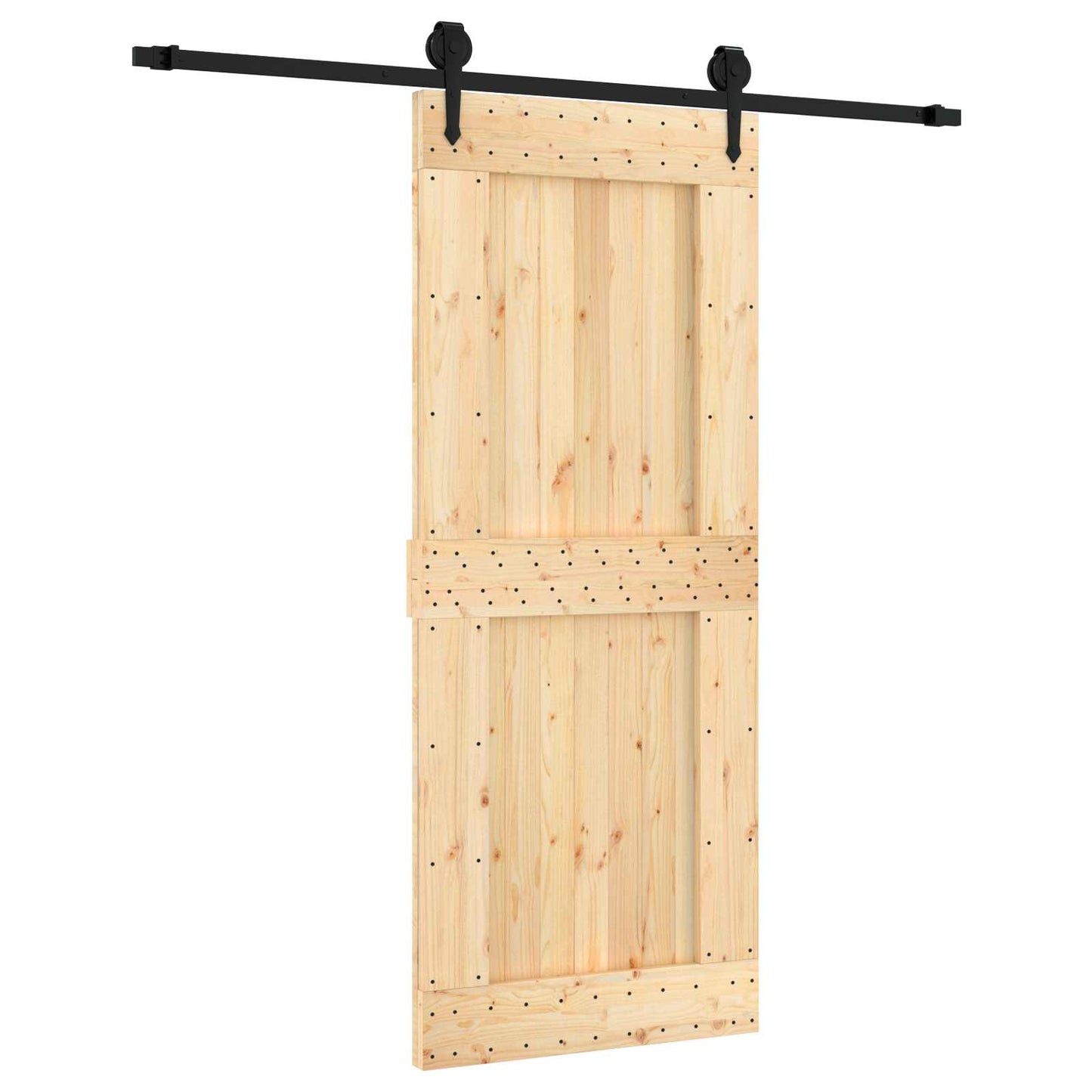 Skyvedør Naturlig og svart 85 x 210 cm Massiv Furu Tre