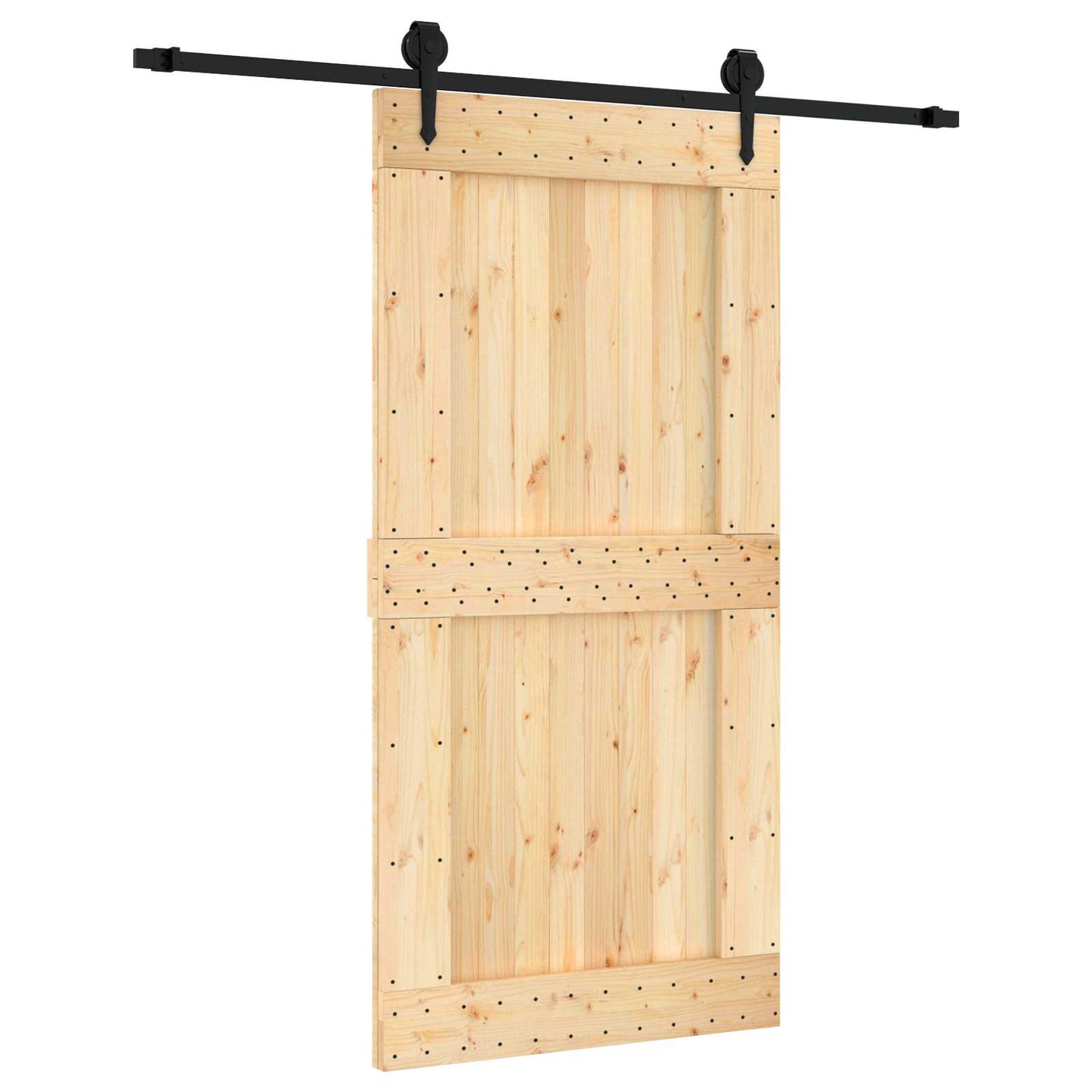 Skyvedør Naturlig og svart 100 x 210 cm Massiv Furu Tre