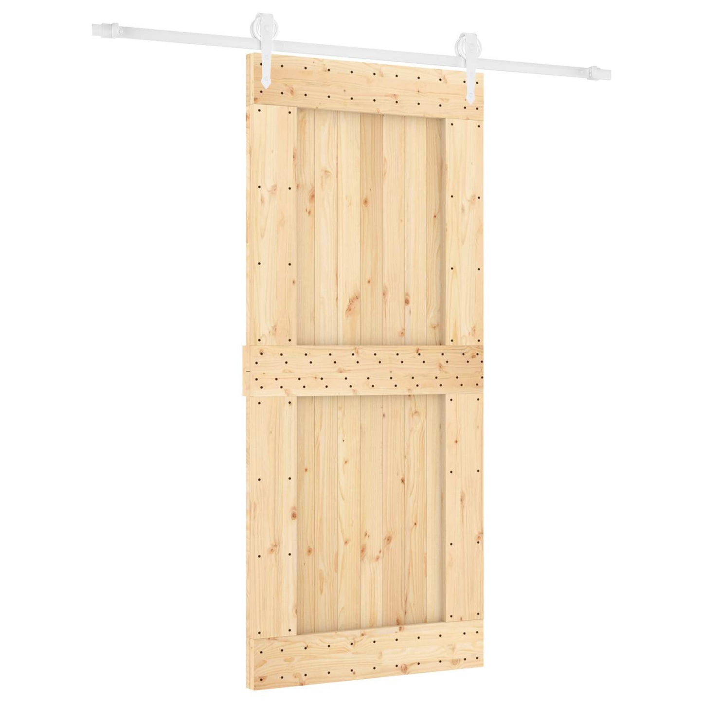 Skyvedør Naturlig og Hvit 90 x 210 cm Massiv Furu Tre