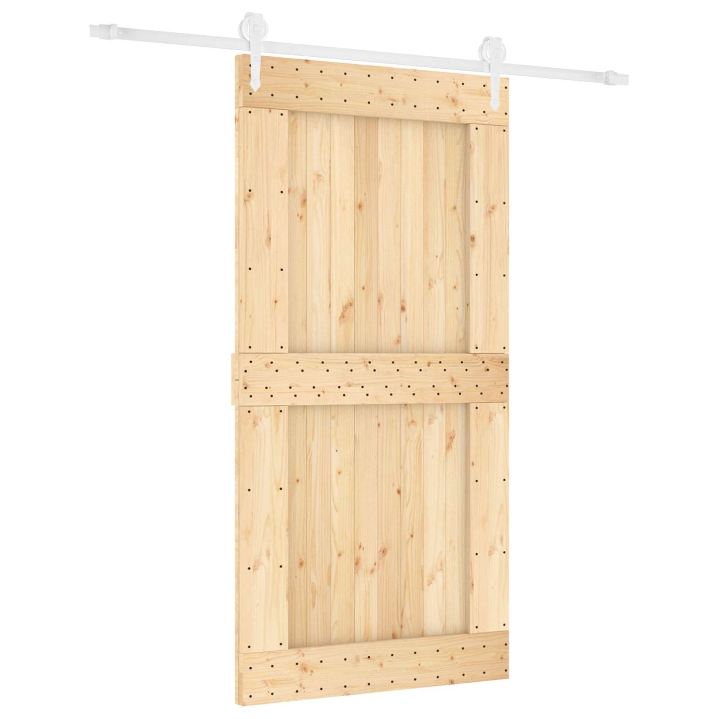 Skyvedør Naturlig og Hvit 100 x 210 cm Massiv Furu Tre