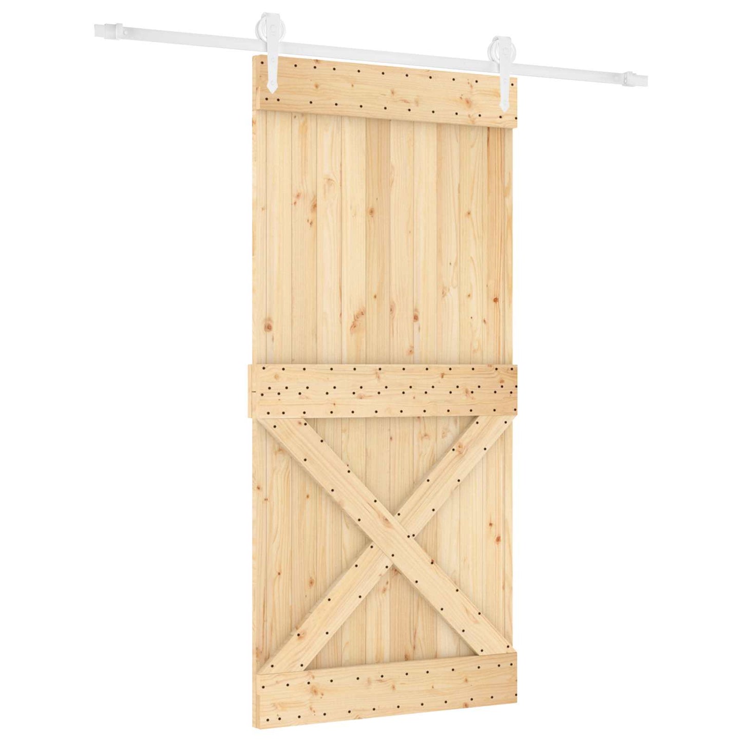 Skyvedør Naturlig og Hvit 95 x 210 cm Massiv Furu Tre