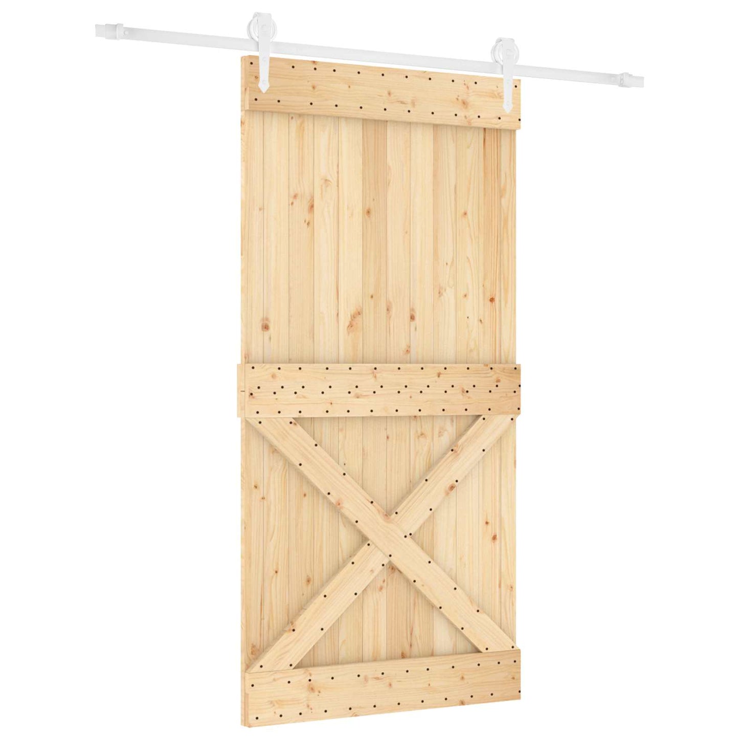 Skyvedør Naturlig og Hvit 100 x 210 cm Massiv Furu Tre