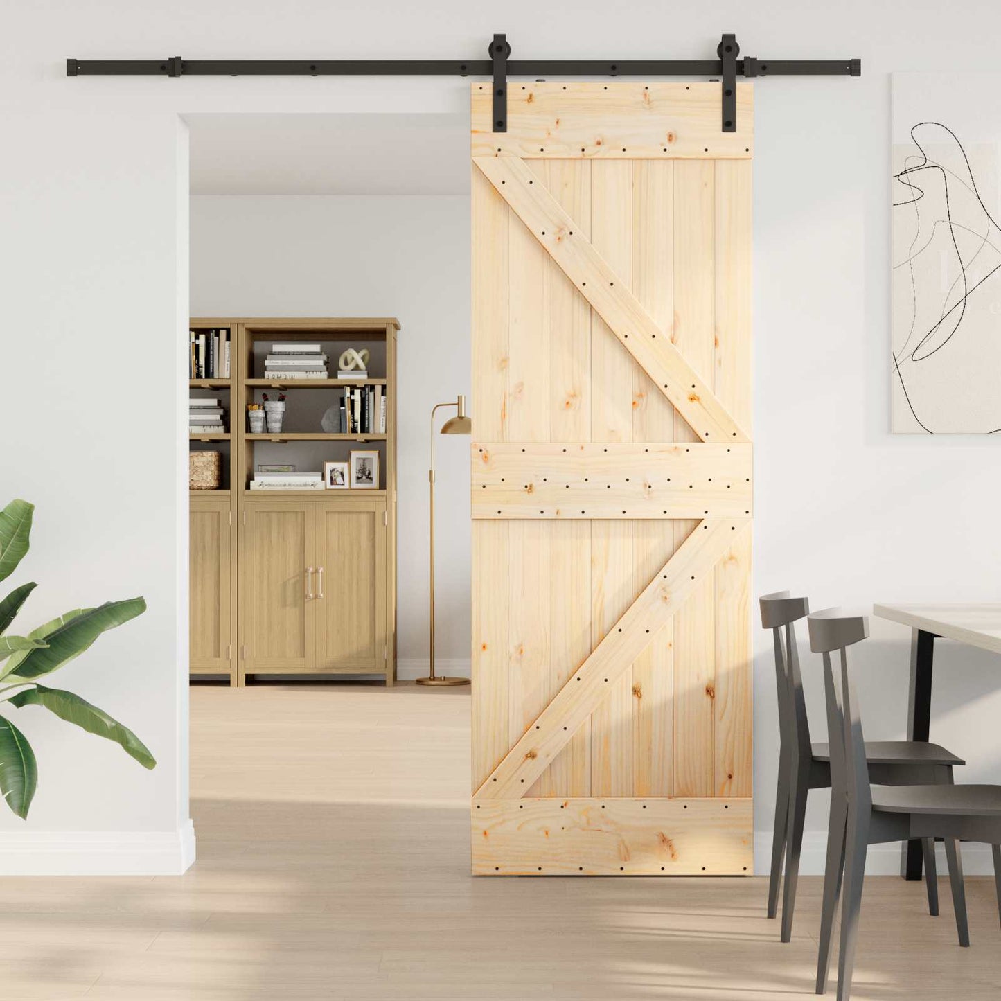 Skyvedør NARVIK Naturlig og svart 70 x 210 cm (213,5 cm)