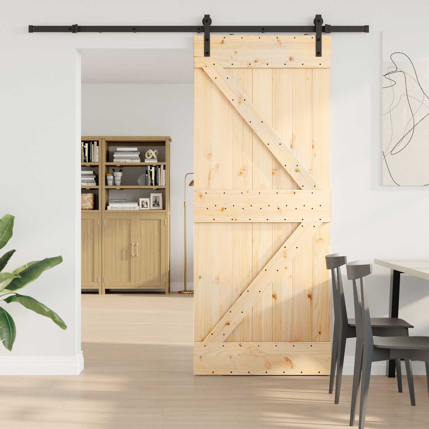 Skyvedør NARVIK Naturlig og svart 85 x 210 cm (213,5 cm)