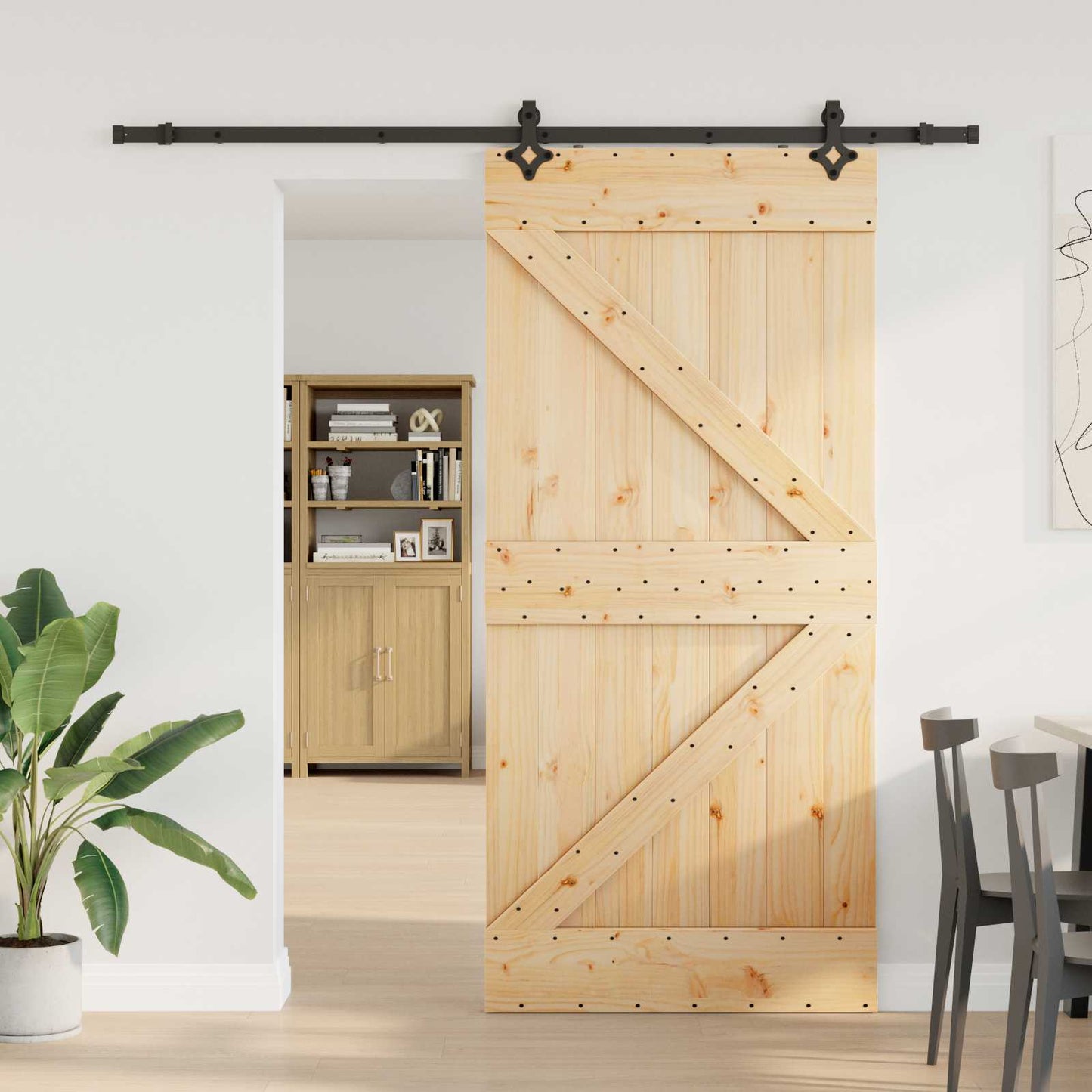 Skyvedør NARVIK Naturlig og svart 100 x 210 cm (213,5 cm)