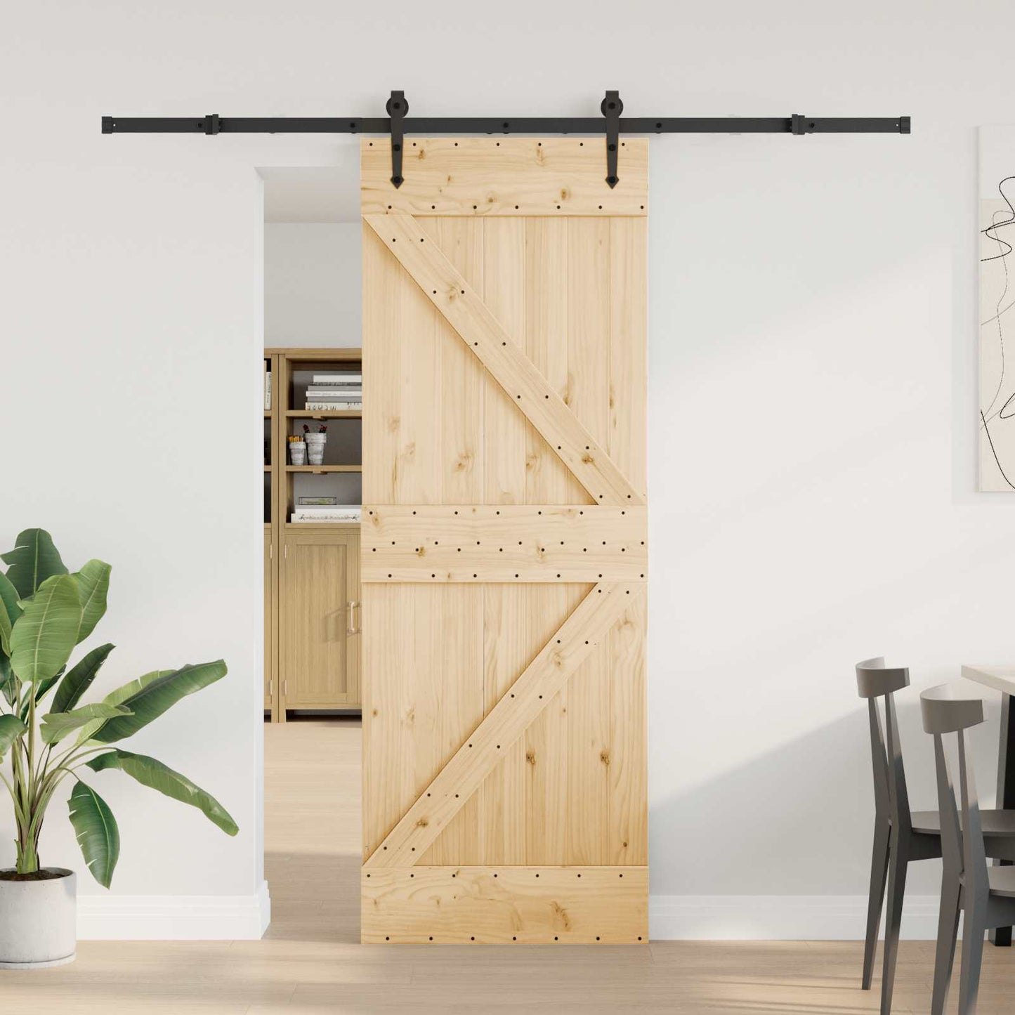 Skyvedør NARVIK Naturlig og svart 70 x 210 cm (213,5 cm)