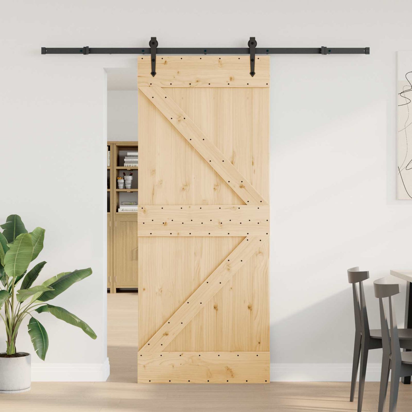 Skyvedør NARVIK Naturlig og svart 85 x 210 cm (213,5 cm)