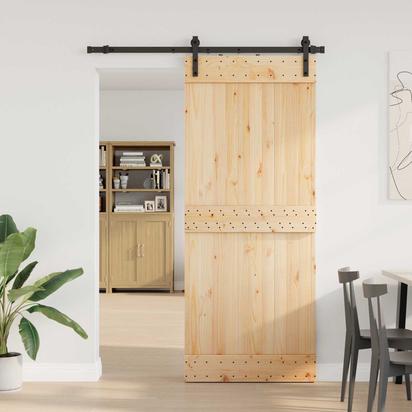 Skyvedør NARVIK Naturlig og svart 85 x 210 cm (152,5 cm)