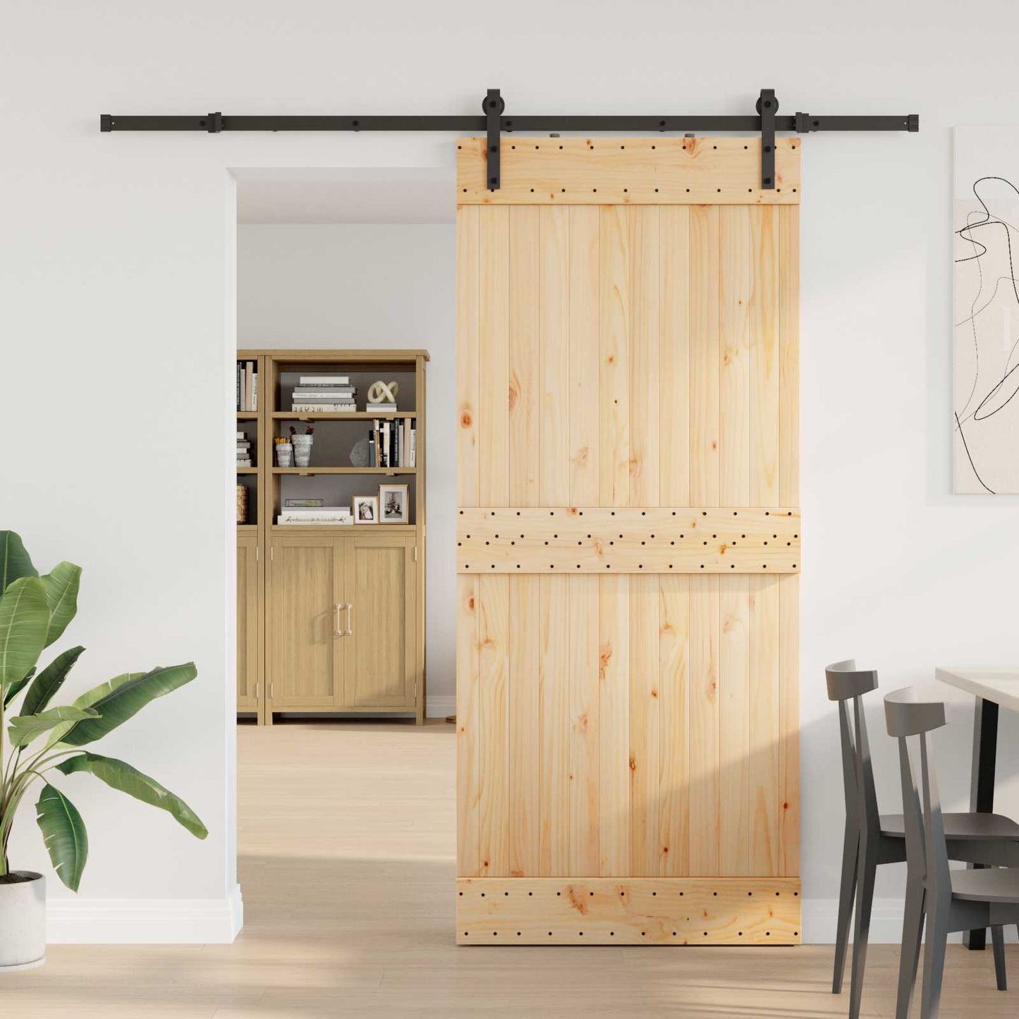 Skyvedør NARVIK Naturlig og svart 90 x 210 cm (213,5 cm)