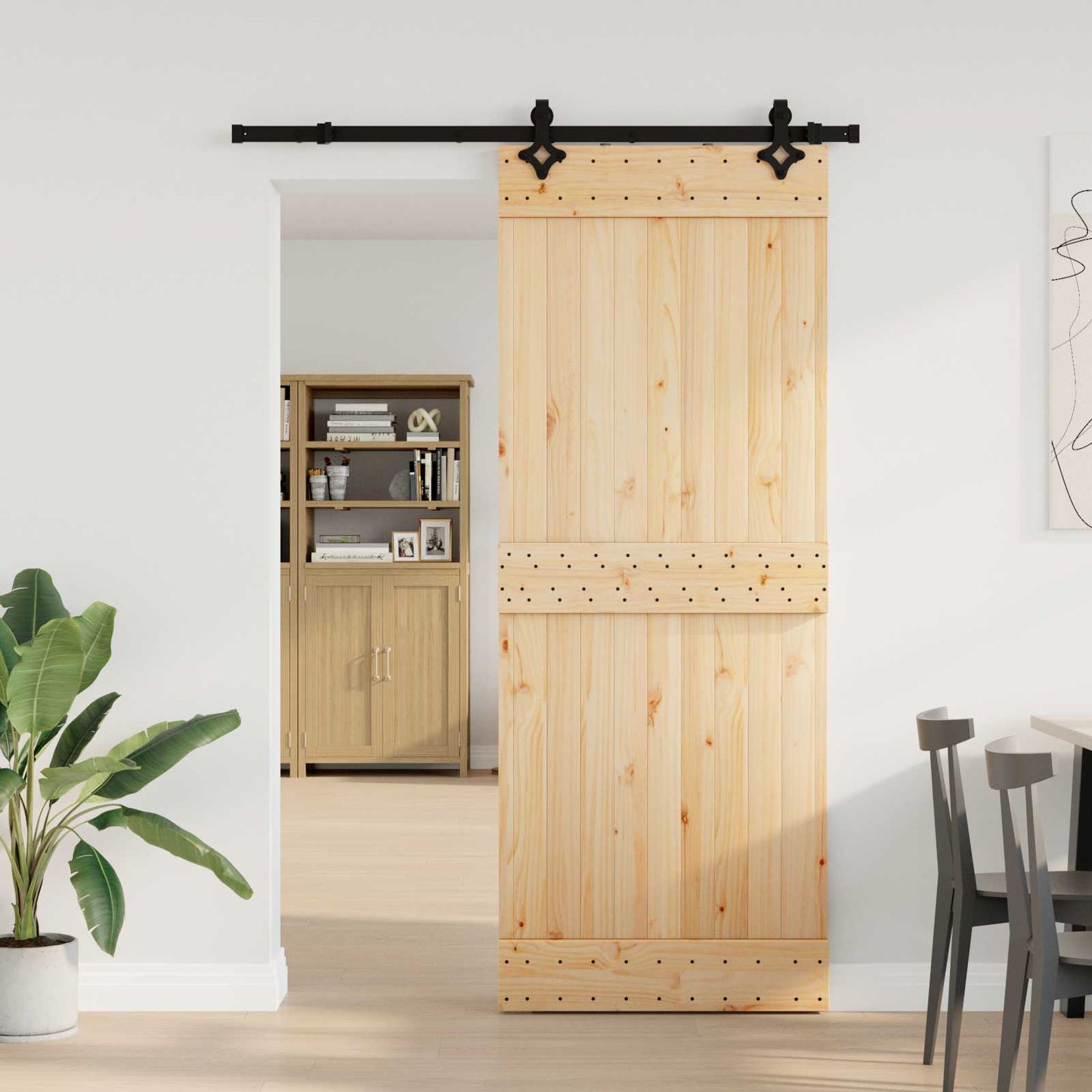 Skyvedør NARVIK Naturlig og svart 80 x 210 cm (152,5 cm)