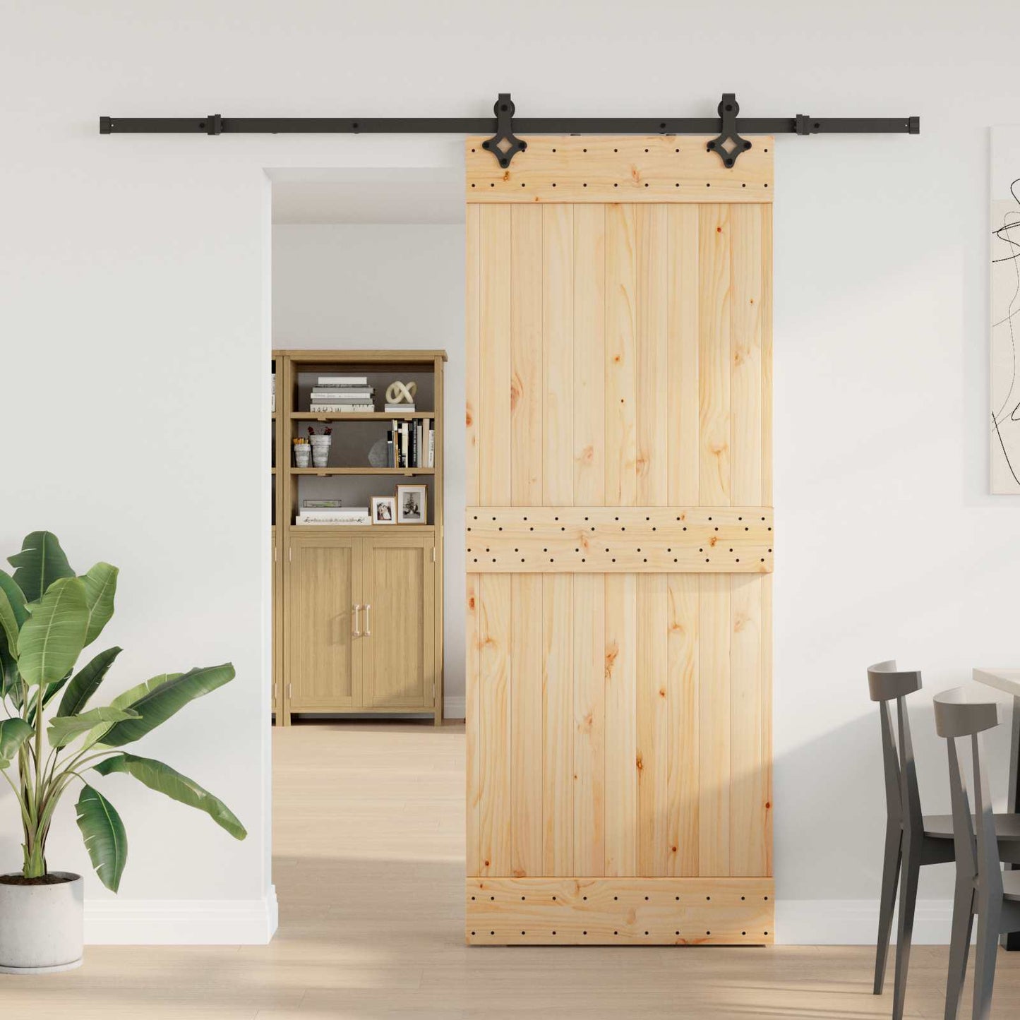 Skyvedør NARVIK Naturlig og svart 80 x 210 cm (213,5 cm)