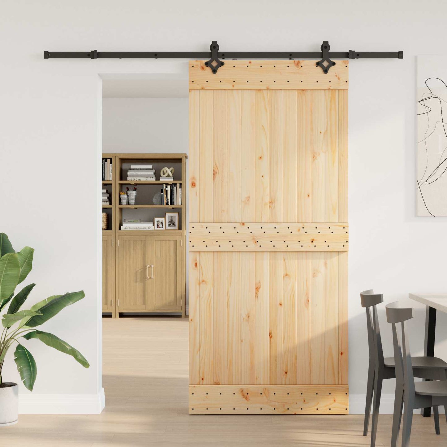 Skyvedør NARVIK Naturlig og svart 95 x 210 cm (213,5 cm)