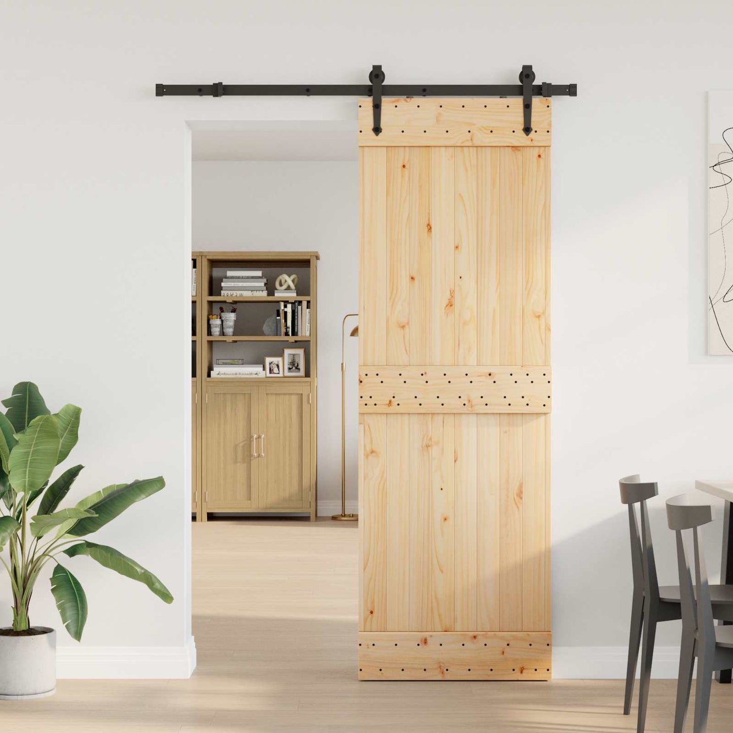 Skyvedør NARVIK Naturlig og svart 80 x 210 cm (152,5 cm)