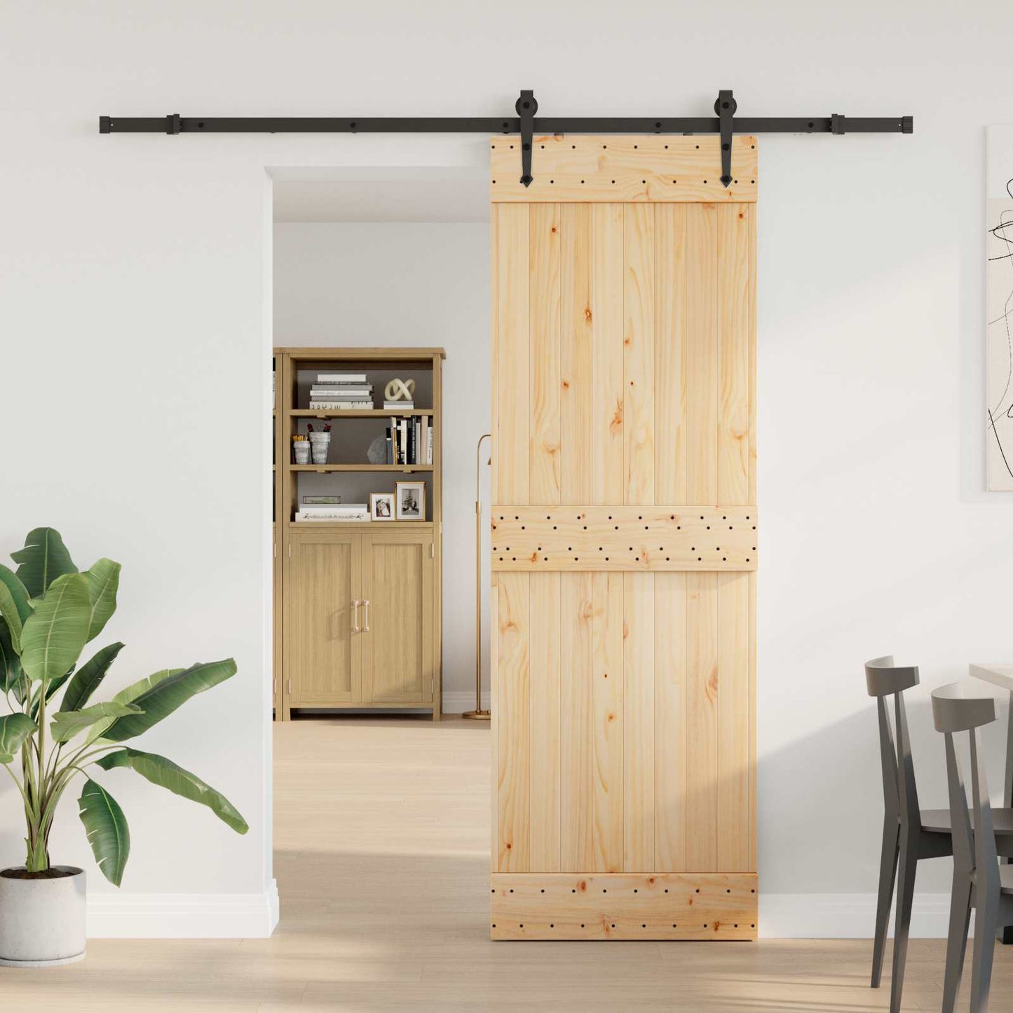 Skyvedør NARVIK Naturlig og svart 70 x 210 cm (213,5 cm)
