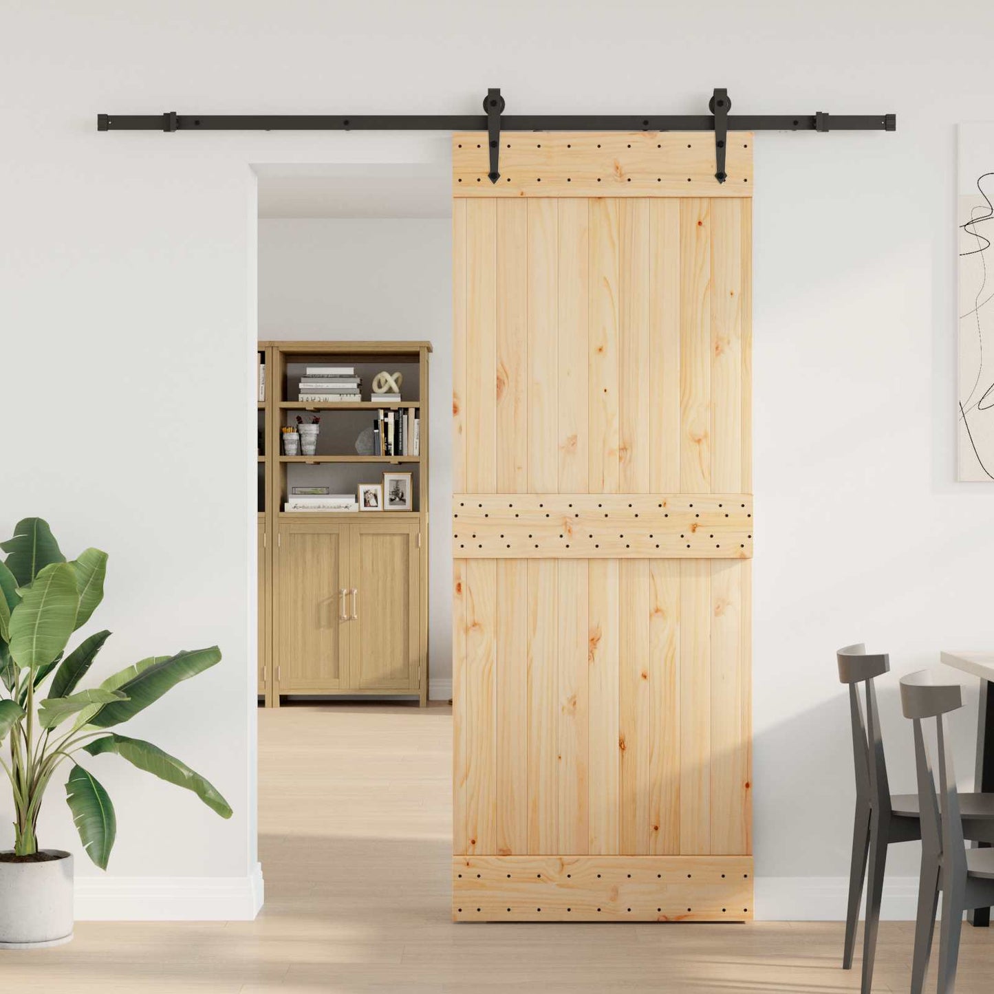 Skyvedør NARVIK Naturlig og svart 80 x 210 cm (213,5 cm)