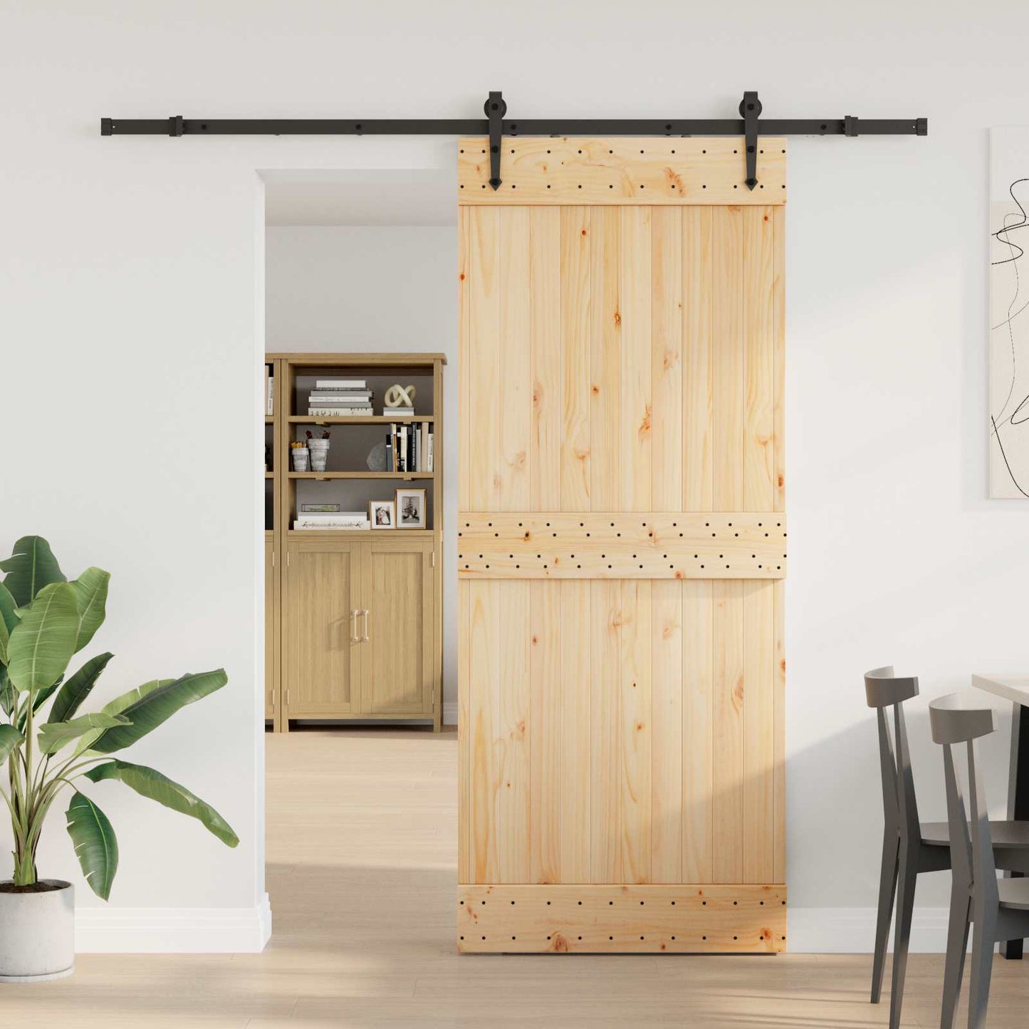 Skyvedør NARVIK Naturlig og svart 85 x 210 cm (213,5 cm)