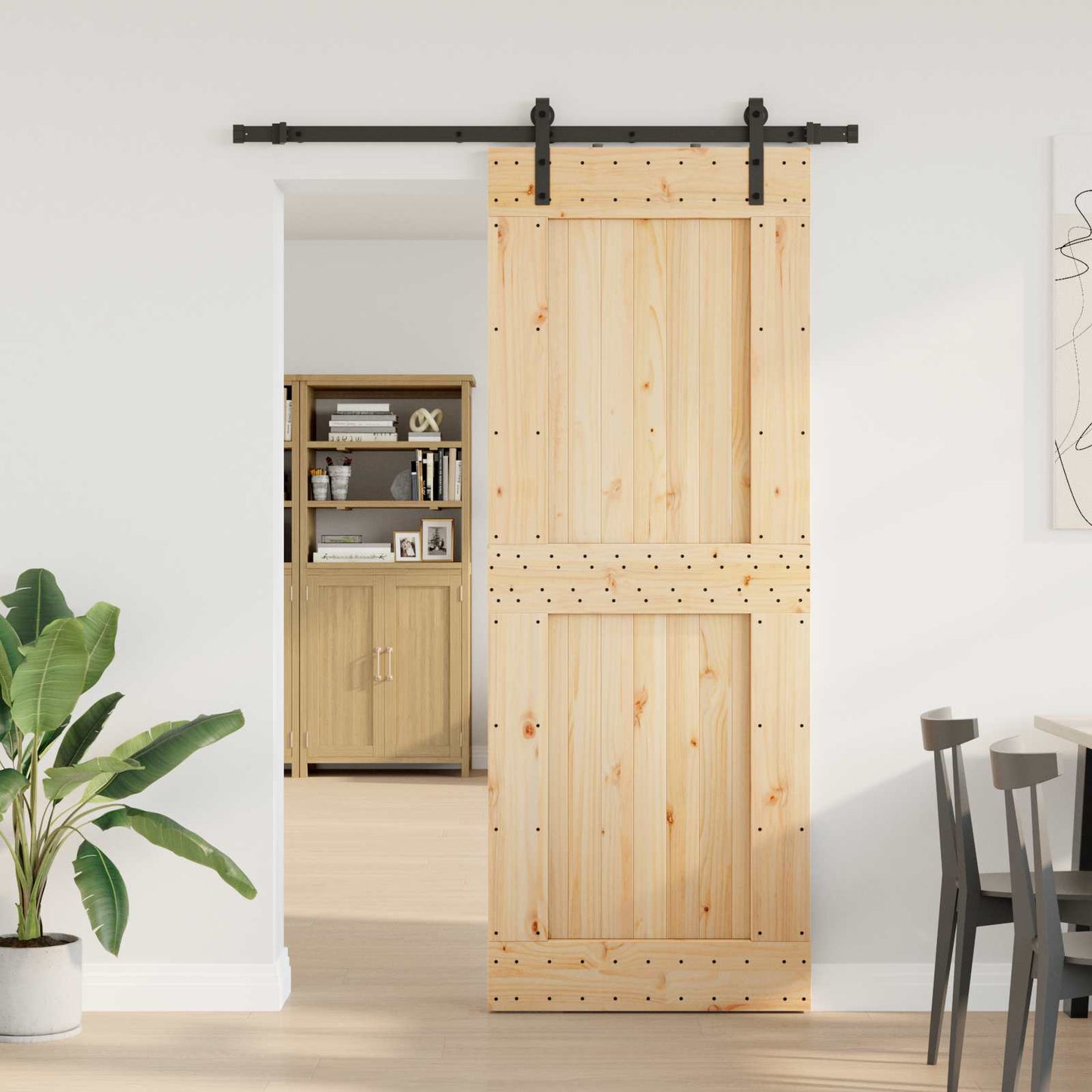 Skyvedør NARVIK Naturlig og svart 85 x 210 cm (152,5 cm)