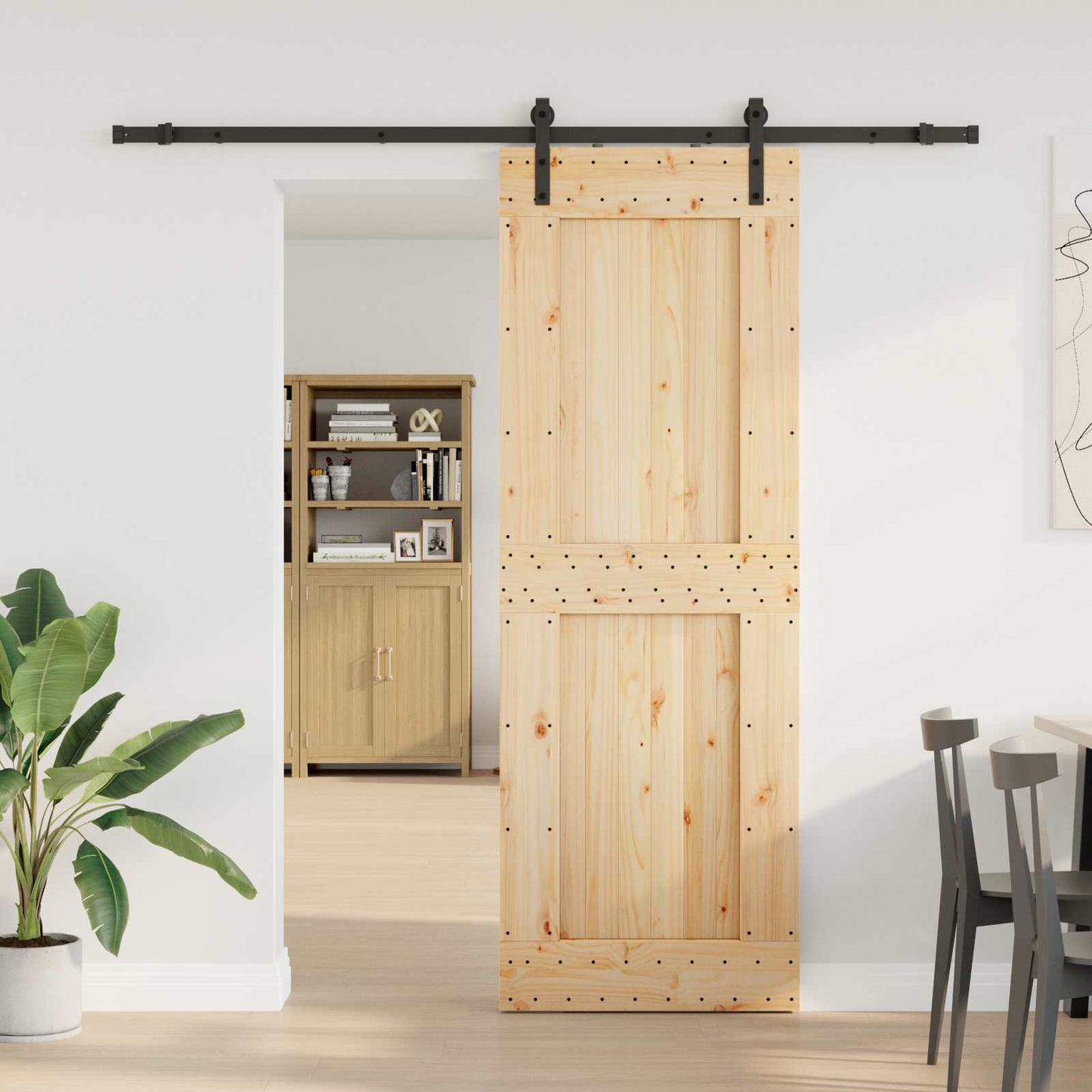 Skyvedør NARVIK Naturlig og svart 80 x 210 cm (213,5 cm)
