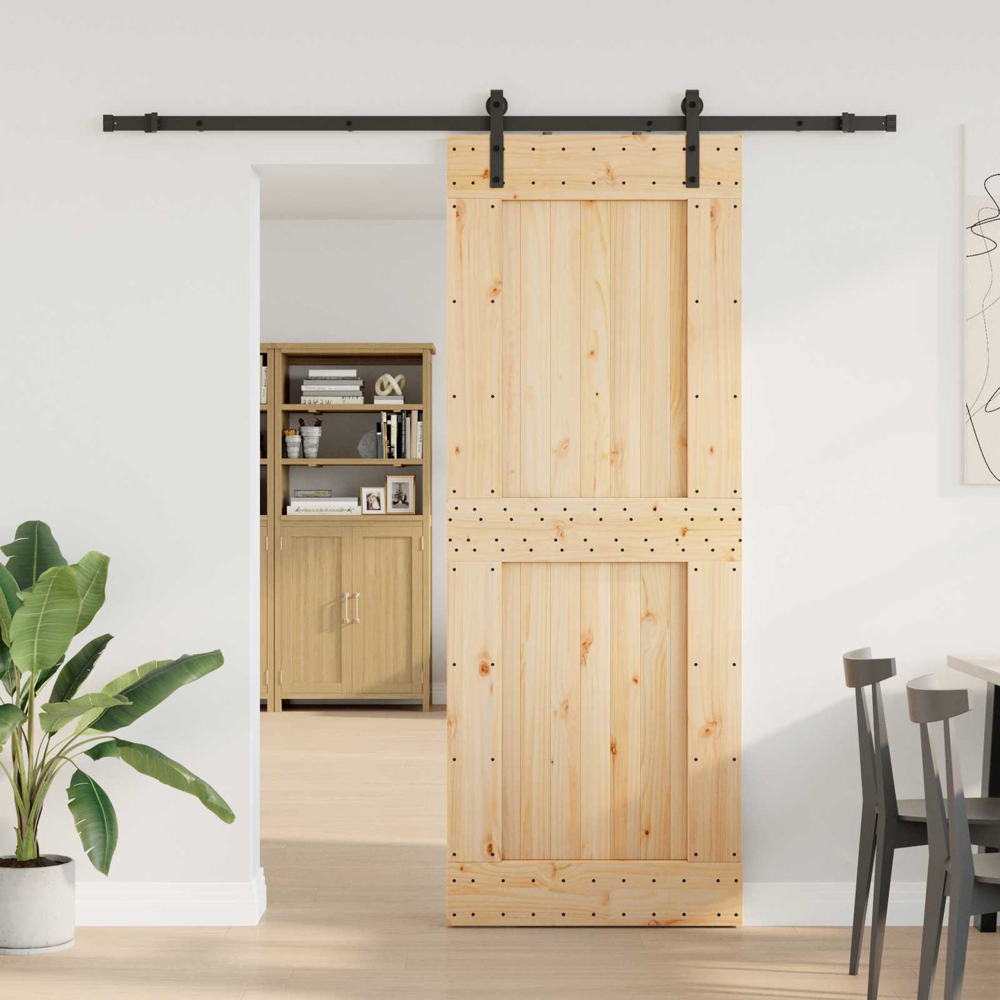 Skyvedør NARVIK Naturlig og svart 85 x 210 cm (213,5 cm)