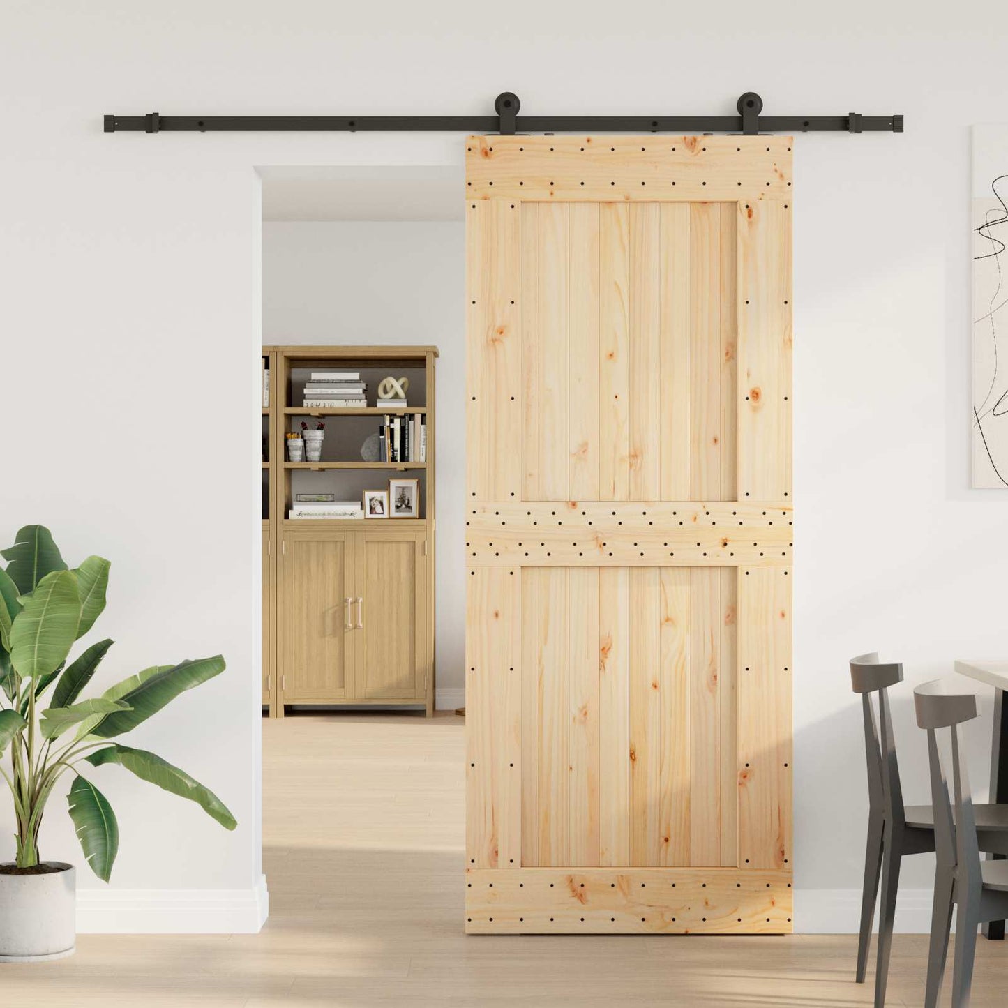 Skyvedør NARVIK Naturlig og svart 95 x 210 cm (213,5 cm)