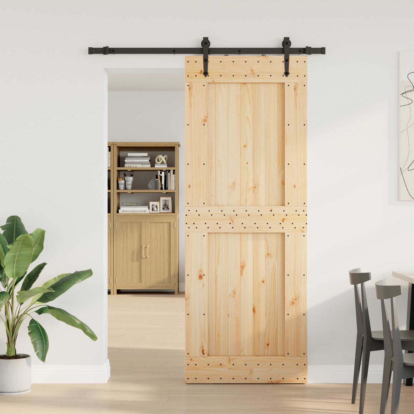 Skyvedør NARVIK Naturlig og svart 85 x 210 cm (152,5 cm)