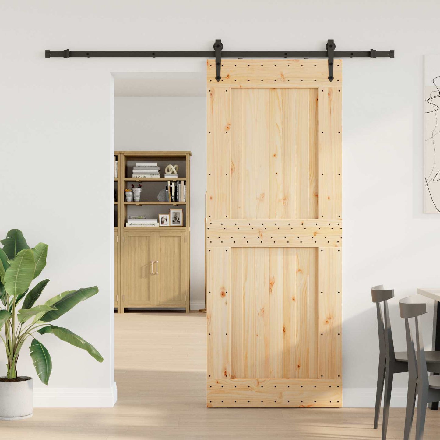 Skyvedør NARVIK Naturlig og svart 90 x 210 cm (213,5 cm)