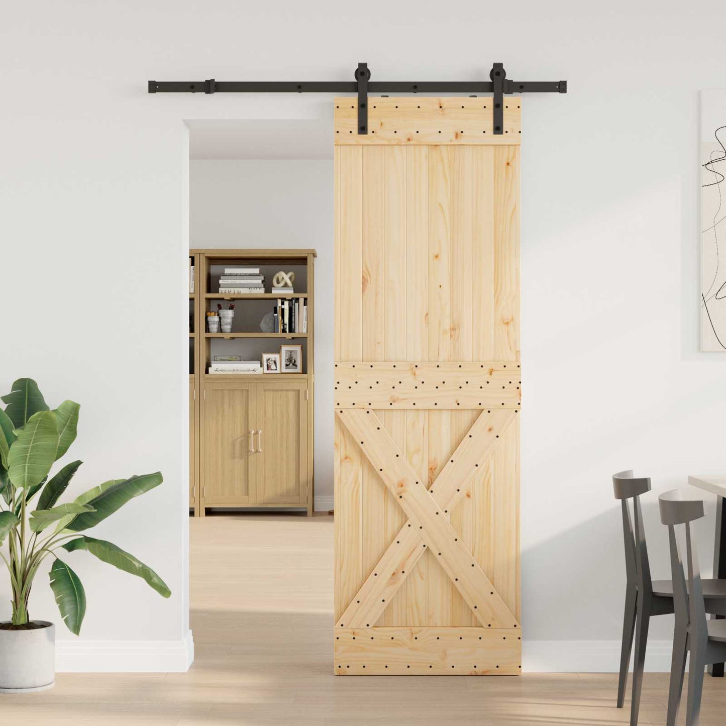 Skyvedør NARVIK Naturlig og svart 70 x 210 cm (152,5 cm)