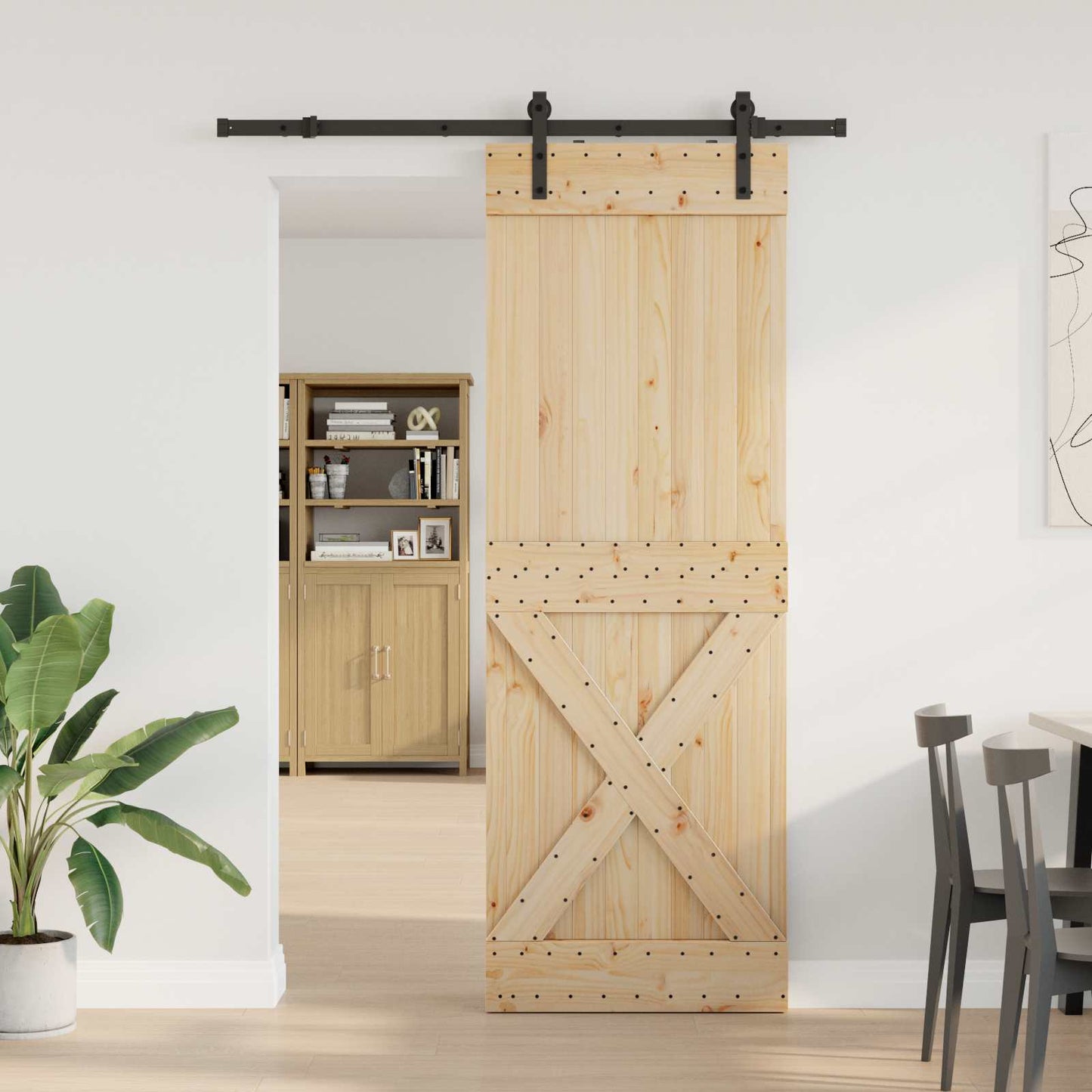 Skyvedør NARVIK Naturlig og svart 80 x 210 cm (152,5 cm)